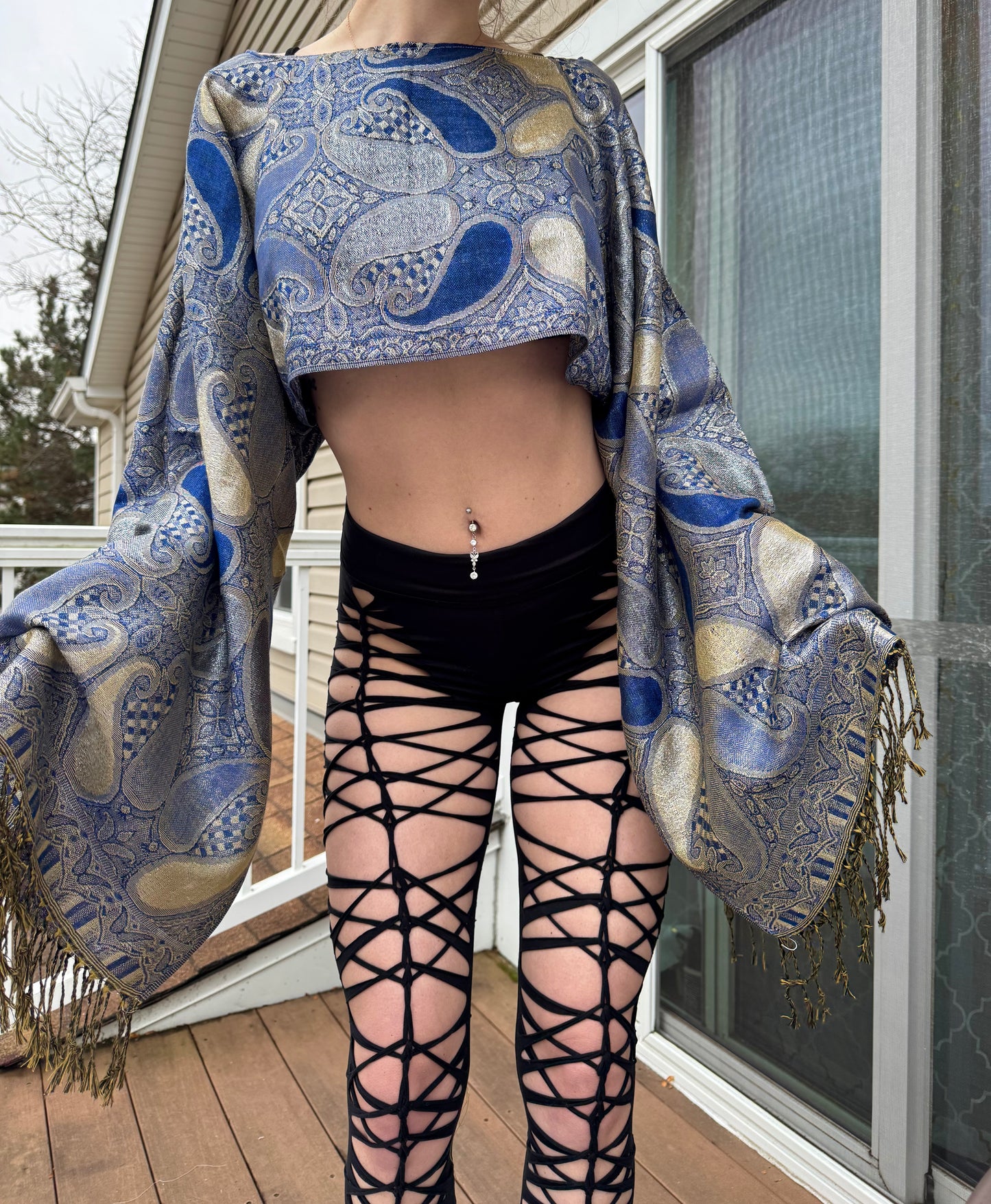 DARK BLUE PASHMINA TOP