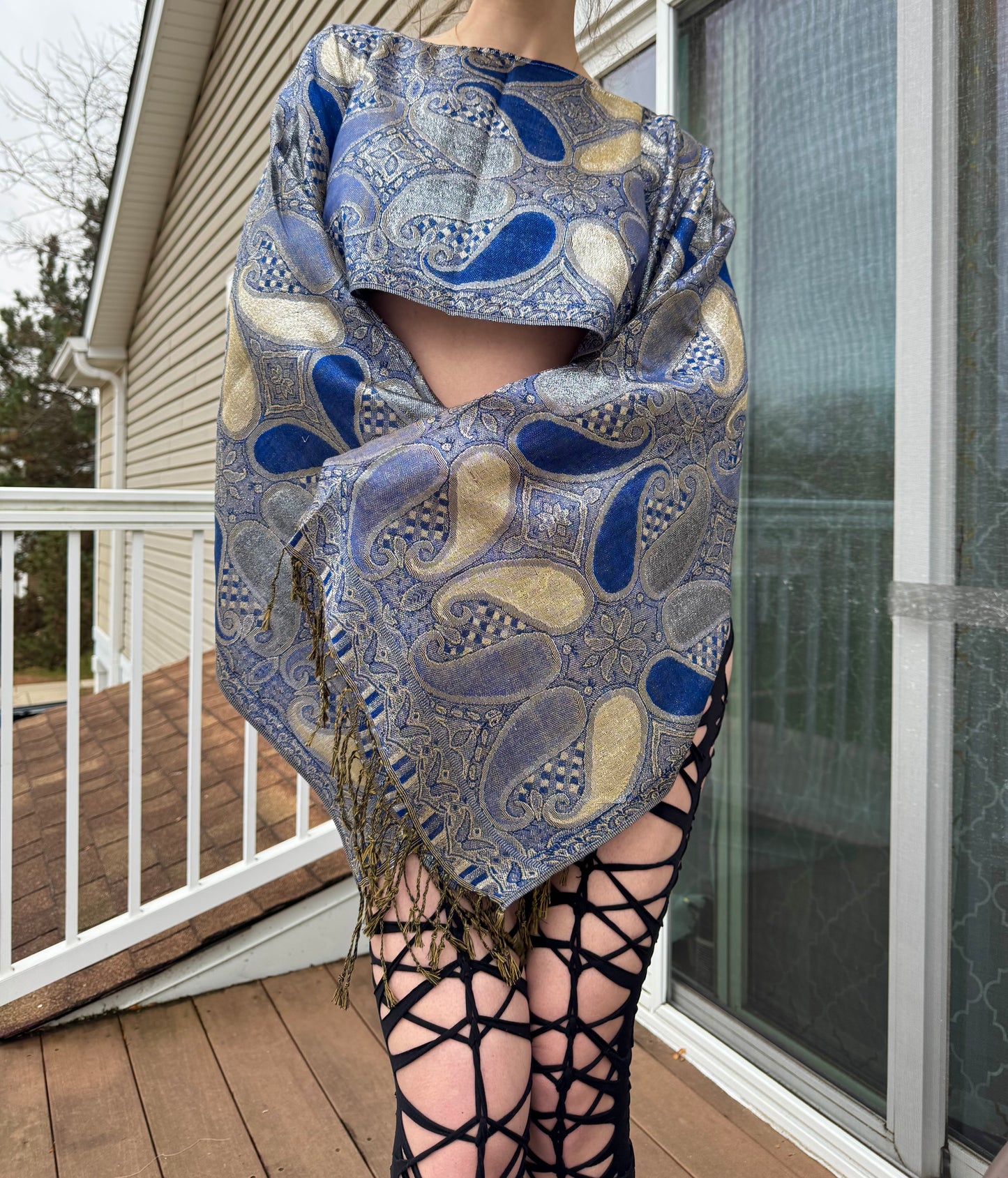 DARK BLUE PASHMINA TOP