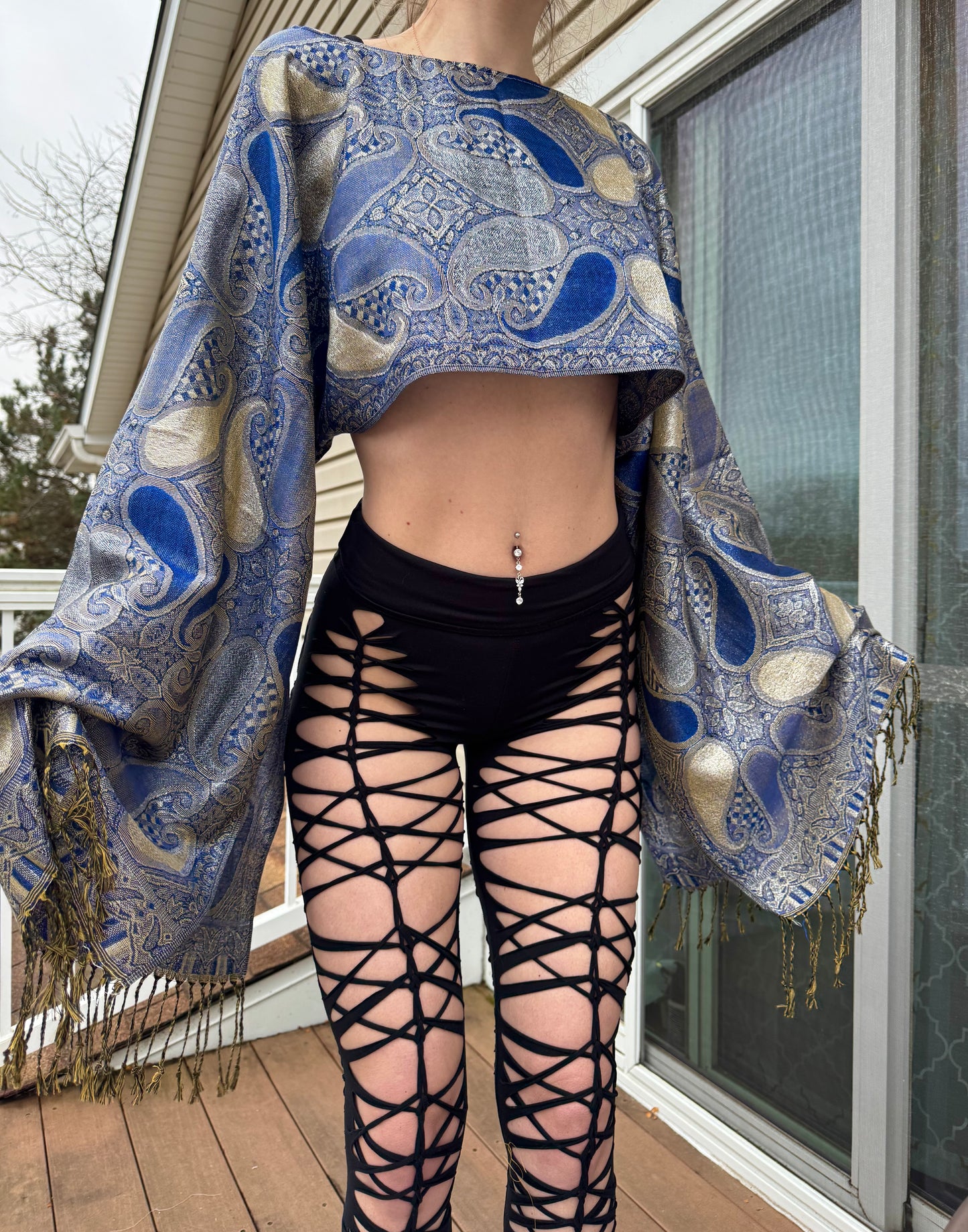 DARK BLUE PASHMINA TOP