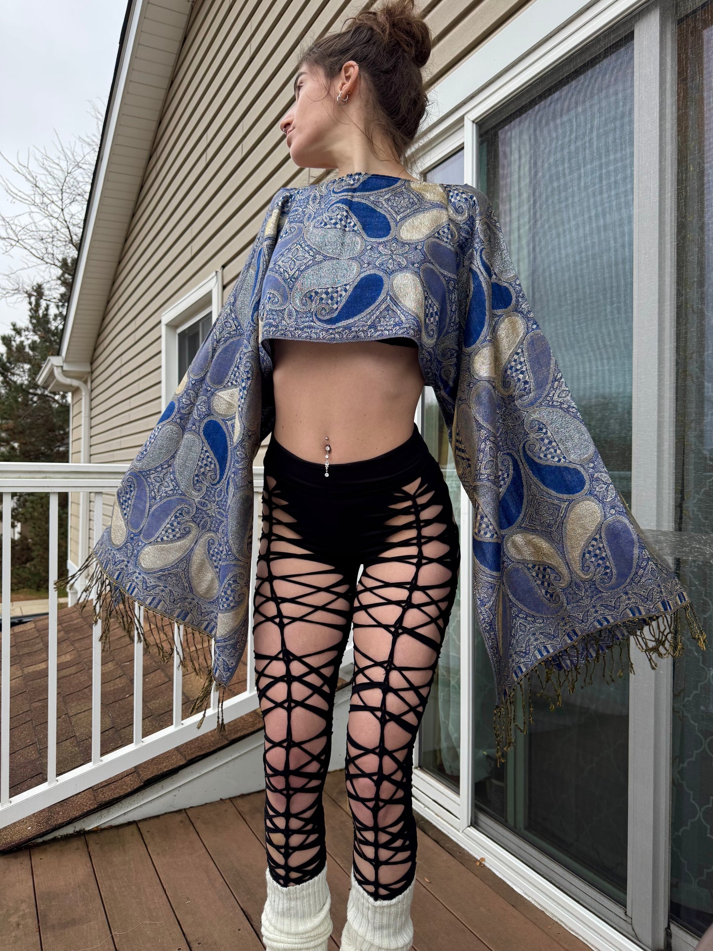 DARK BLUE PASHMINA TOP