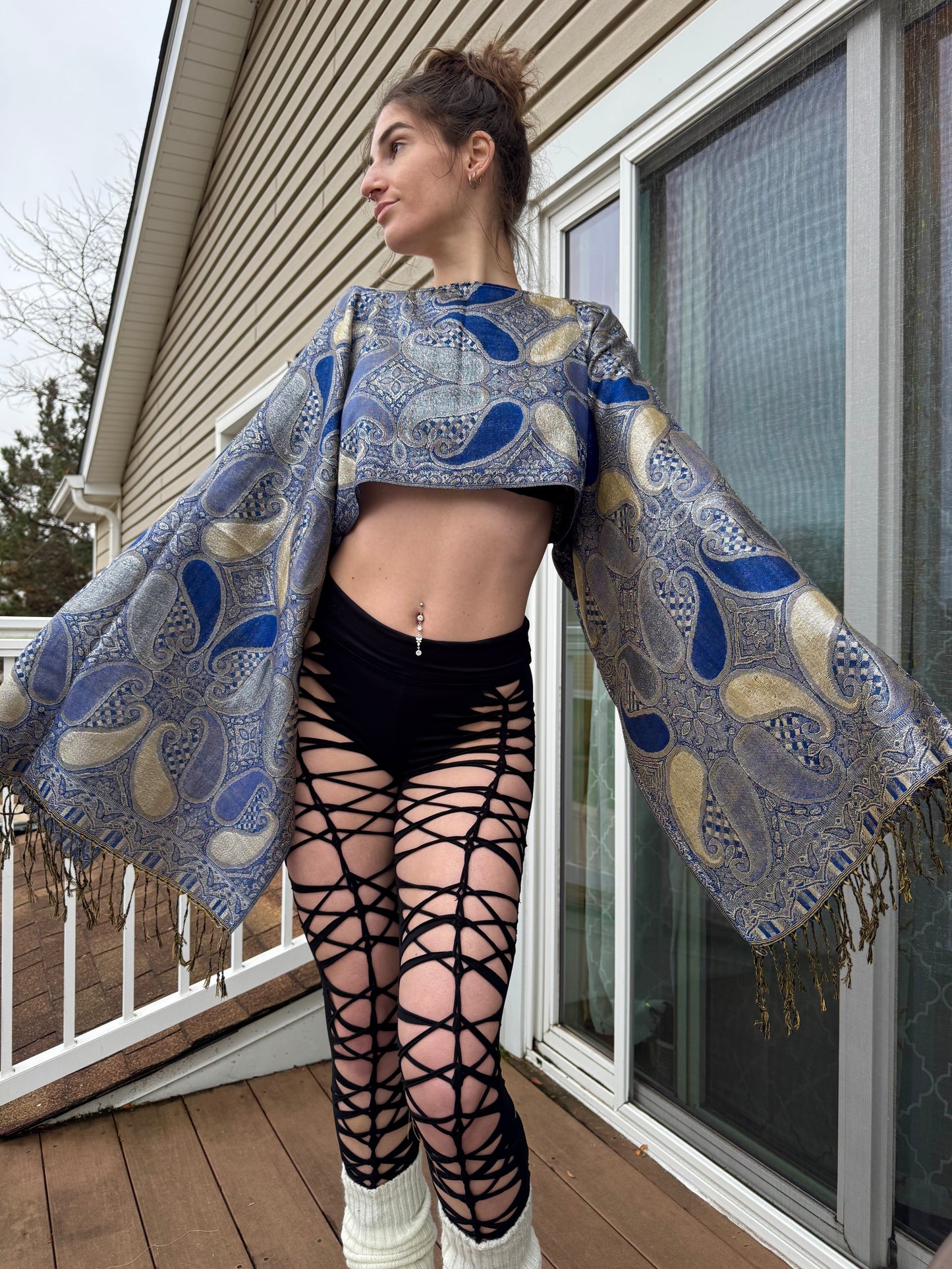 DARK BLUE PASHMINA TOP