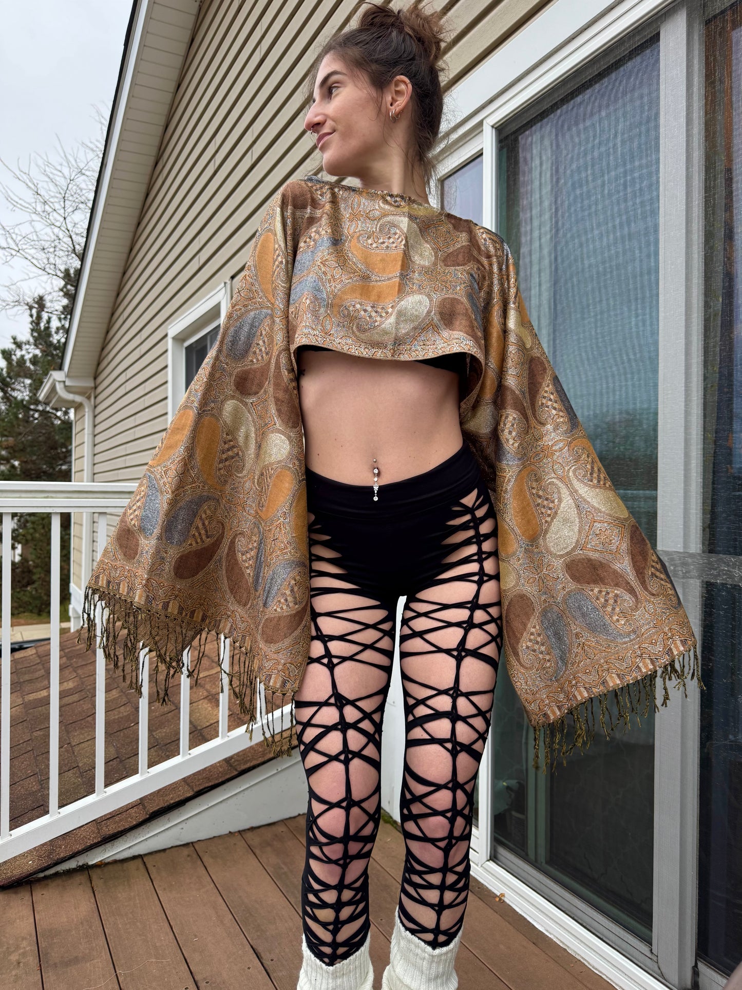 LIGHT BROWN PASHMINA TOP