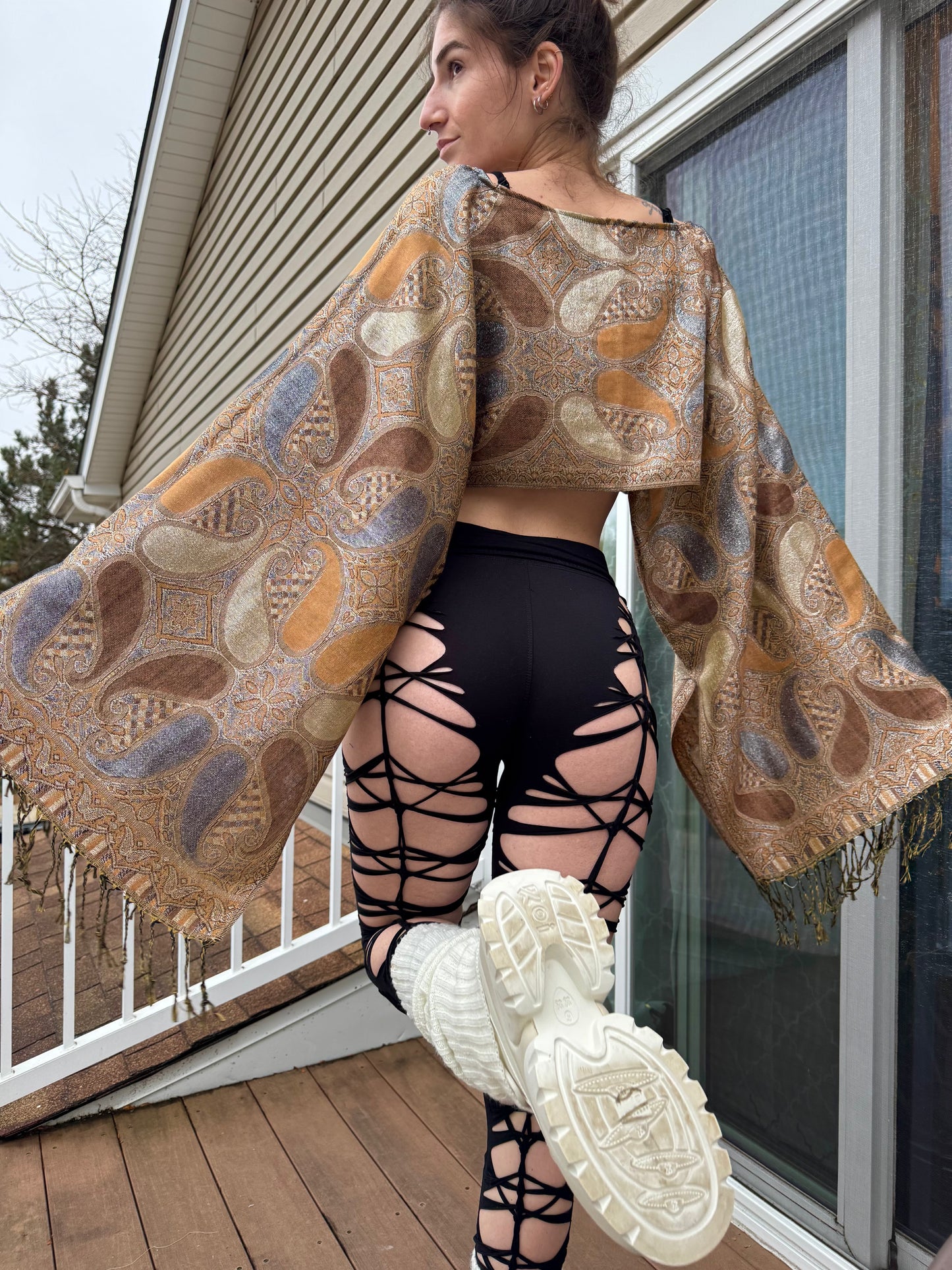 LIGHT BROWN PASHMINA TOP