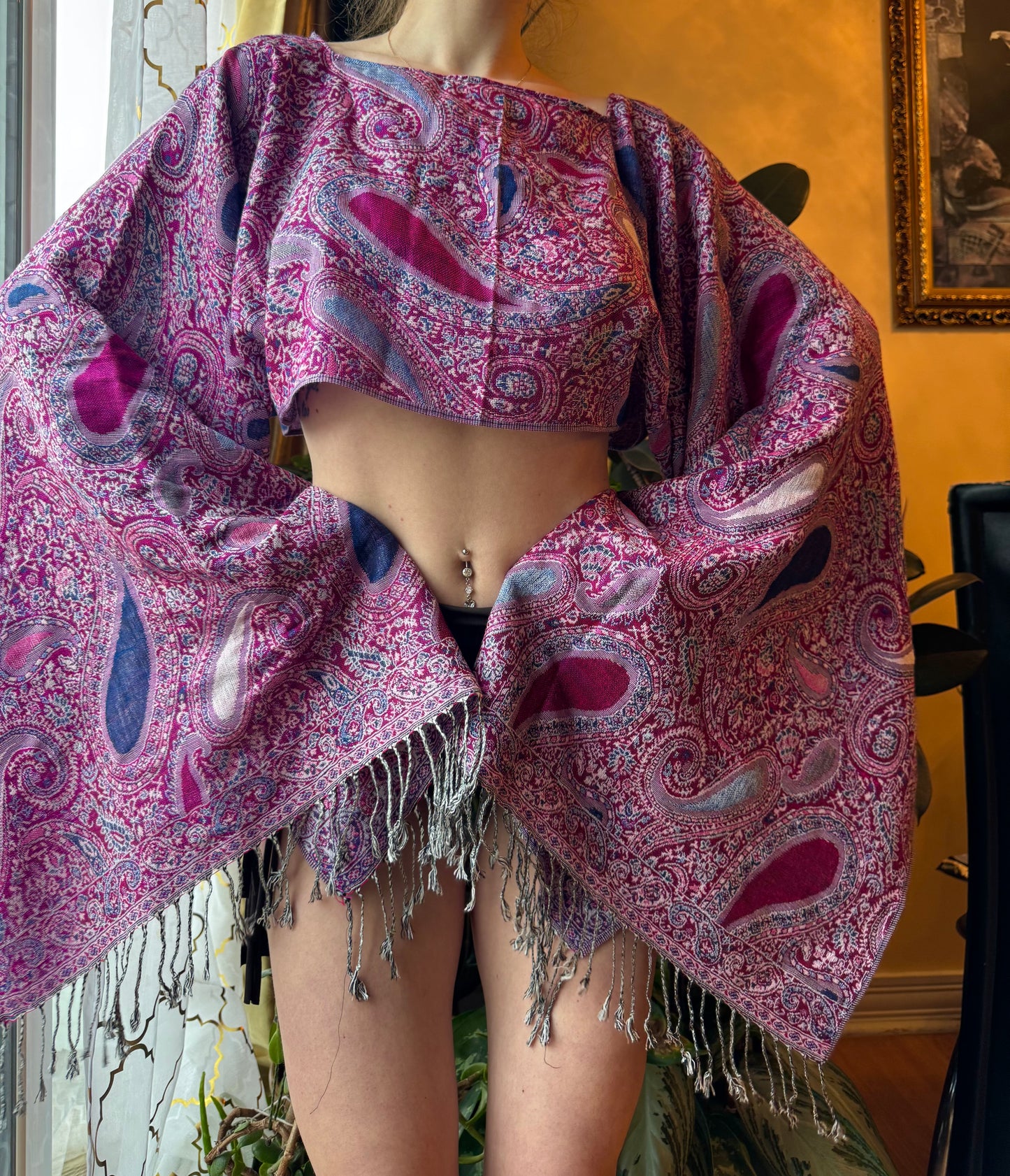 PURPLE PAISLEY PASHMINA TOP