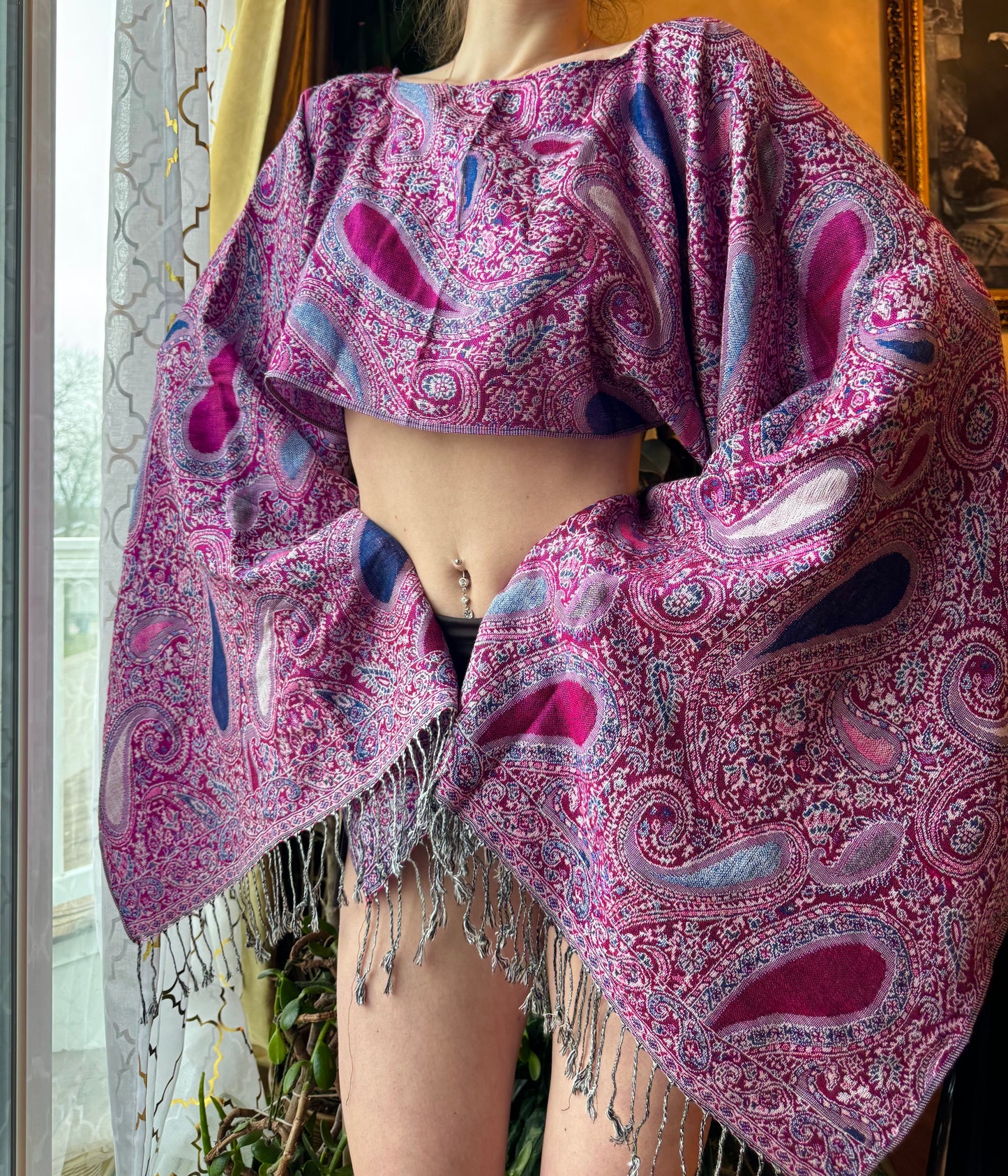 PURPLE PAISLEY PASHMINA TOP