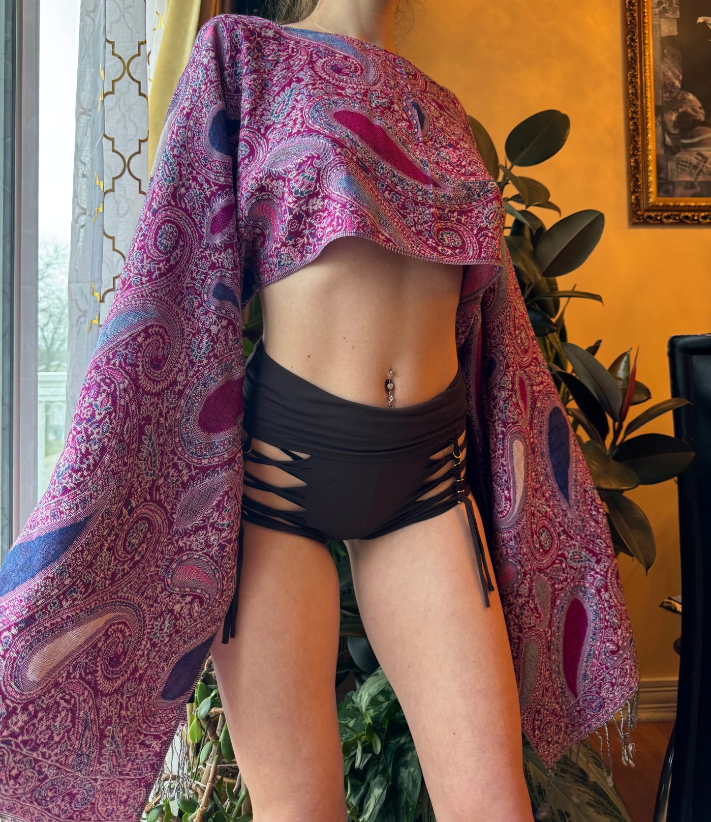 PURPLE PAISLEY PASHMINA TOP