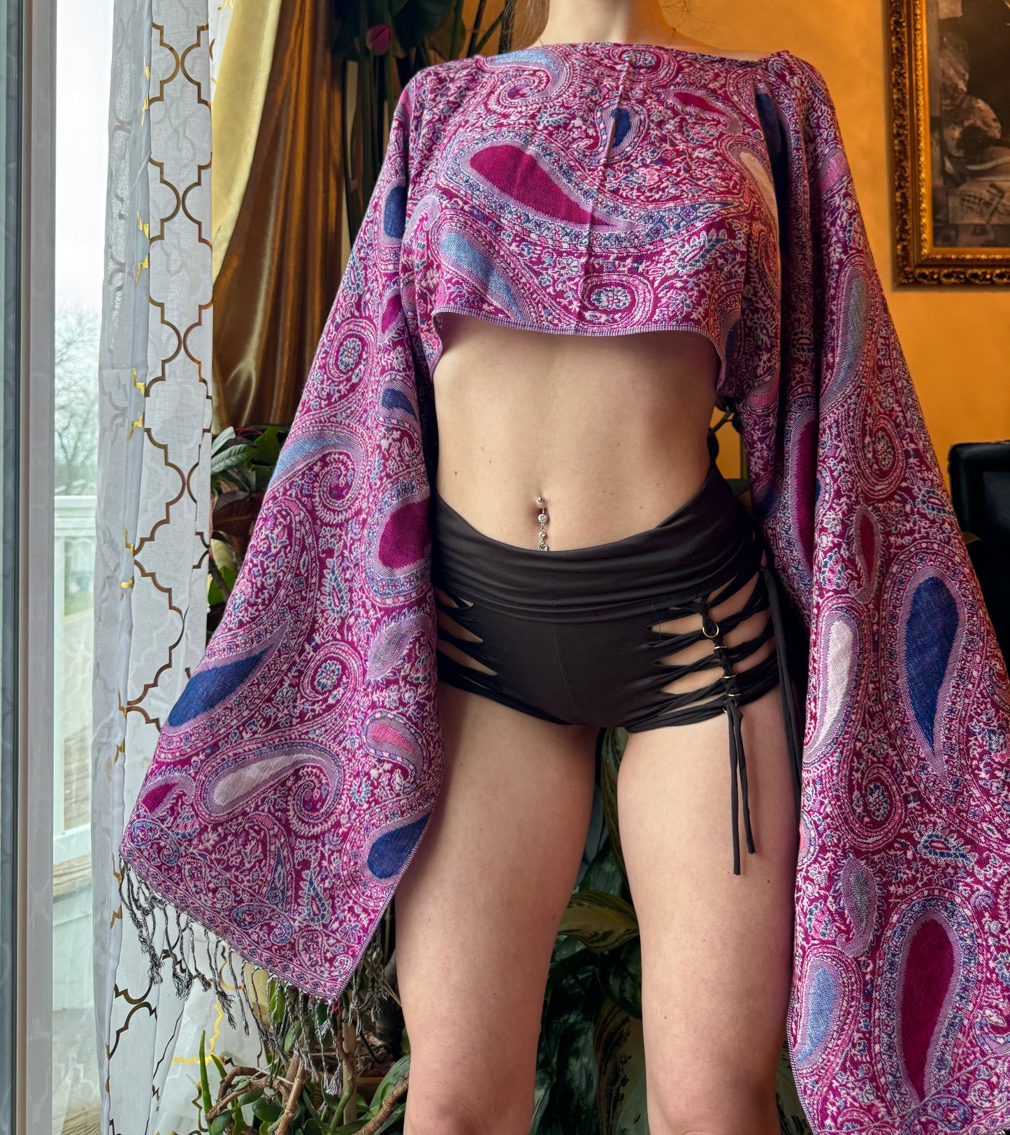 PURPLE PAISLEY PASHMINA TOP