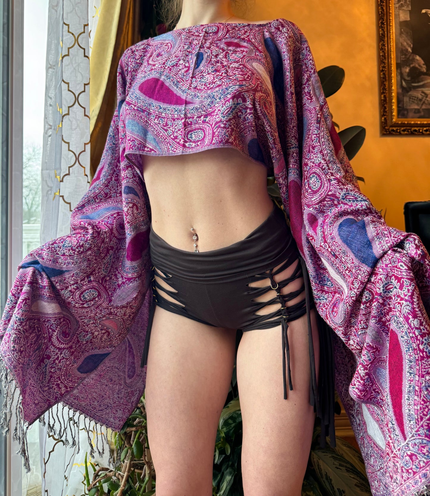 PURPLE PAISLEY PASHMINA TOP