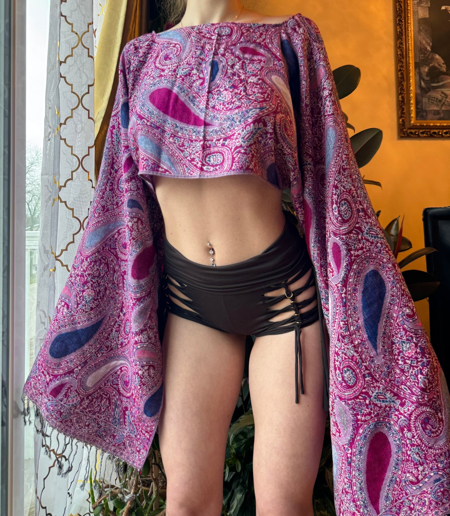 PURPLE PAISLEY PASHMINA TOP