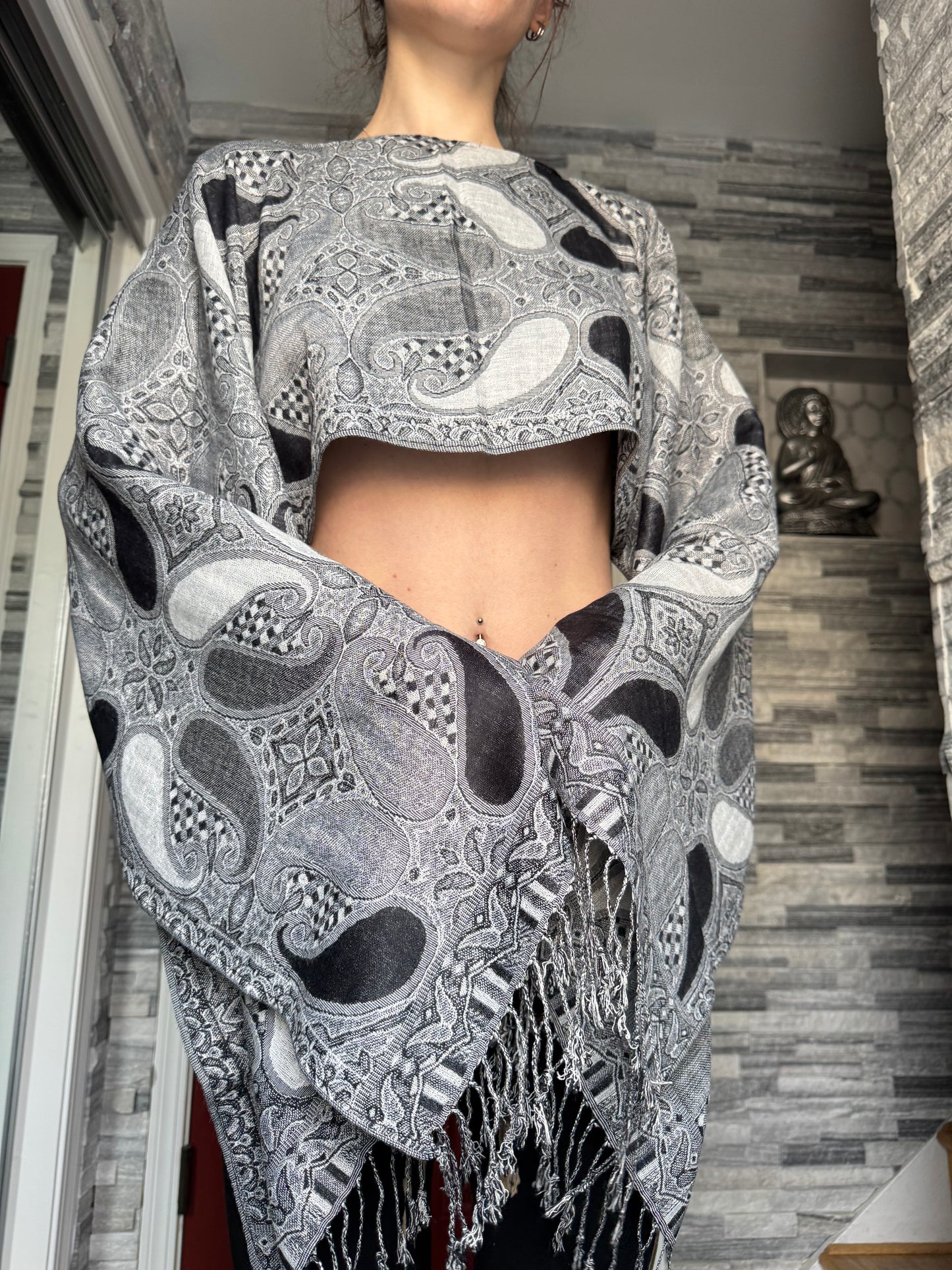 REWORKED PASHMINA TOP / SHAWL TOP