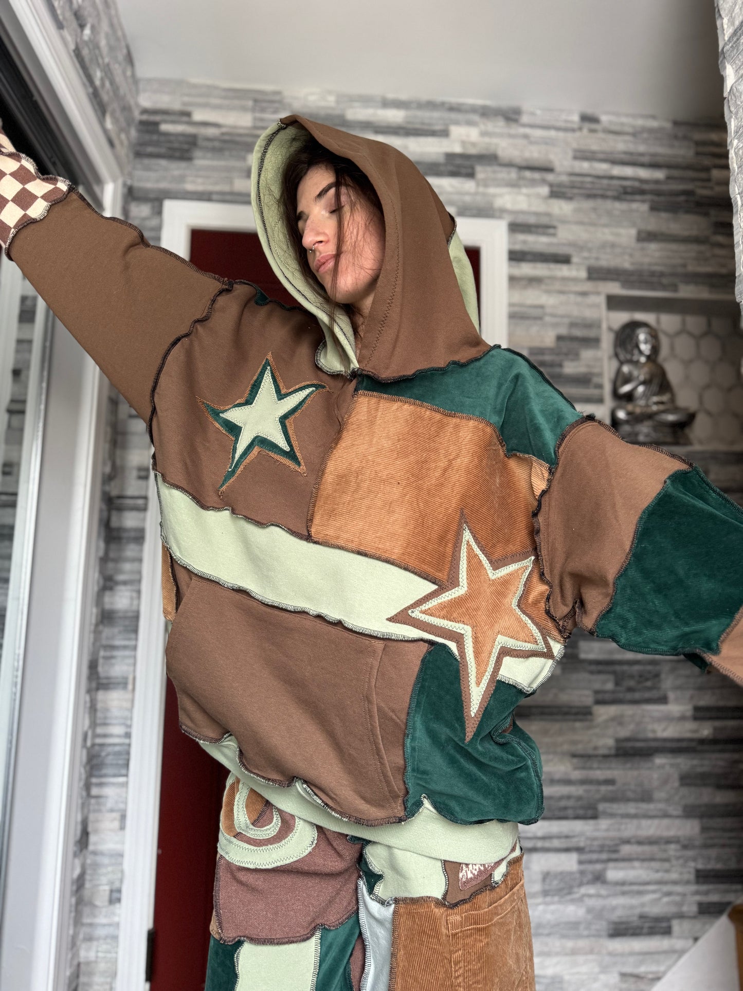 UPCYCLED SET - PATCHWORK WIZARD HOODIE & PANTS SET