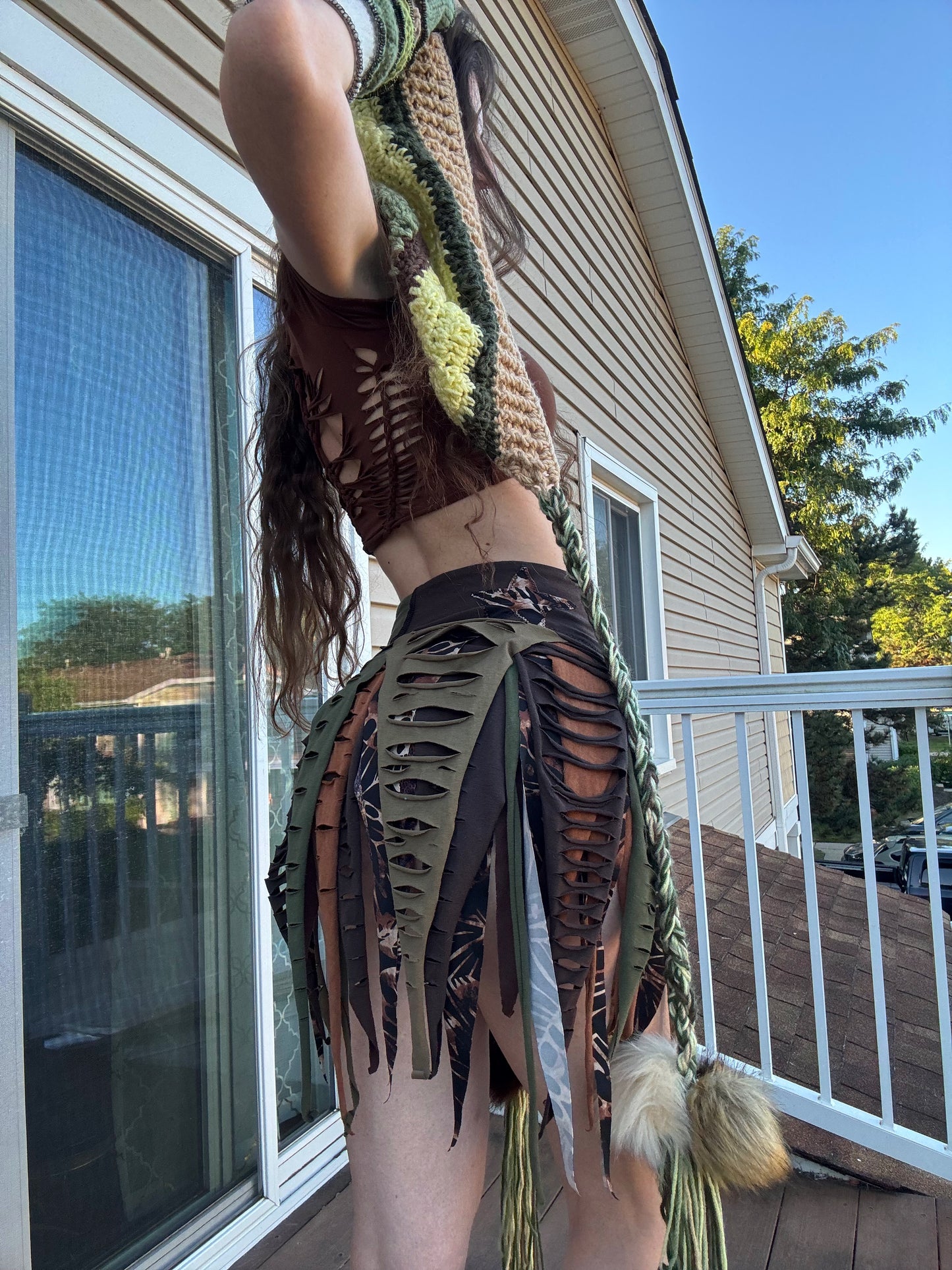 TWO PIECE EARTHY FAIRY SKIRT + ARM WARMERS SET