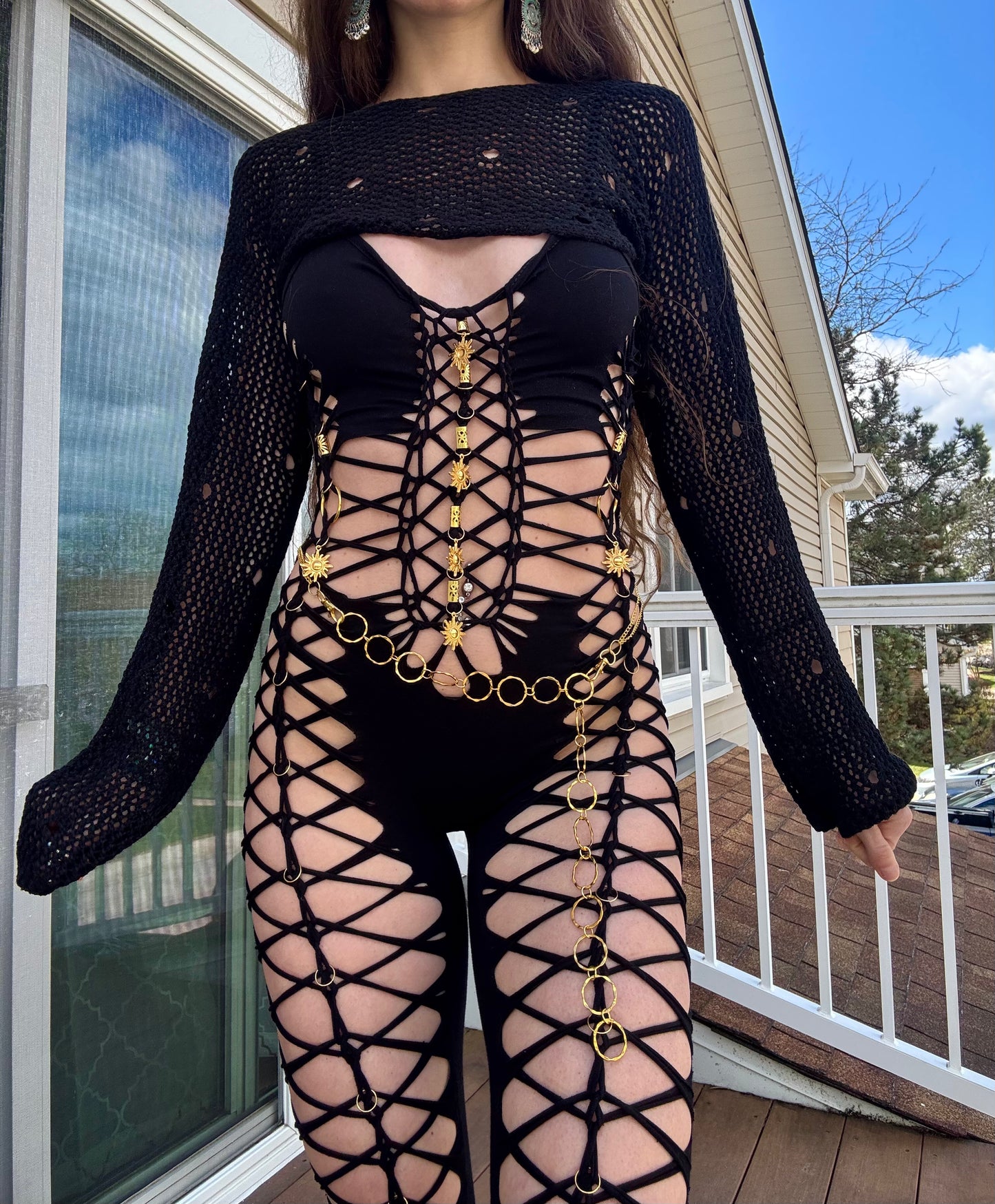 BLACK & GOLD BRAIDED JUMPSUIT FLOWSUIT
