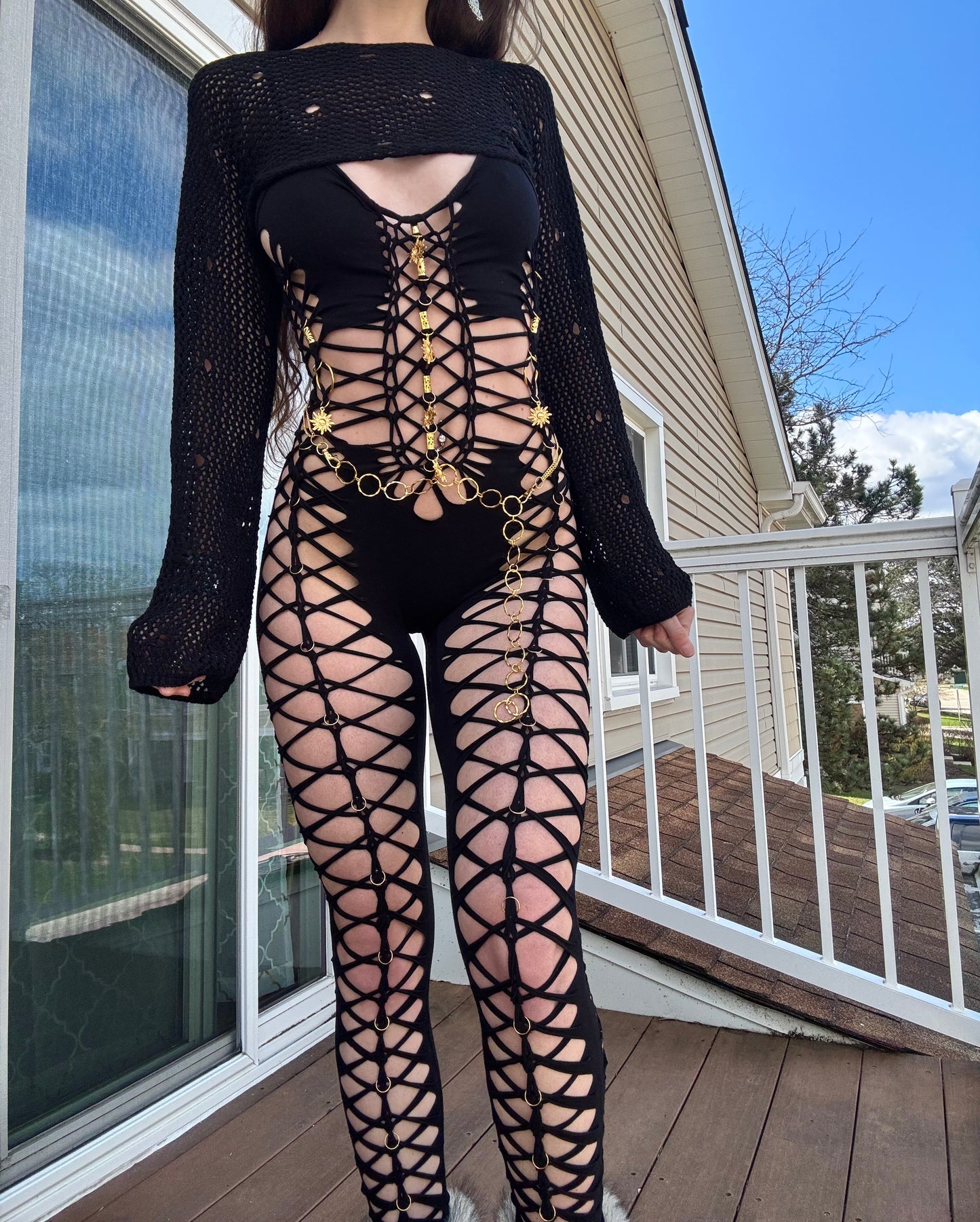 BLACK & GOLD BRAIDED JUMPSUIT FLOWSUIT