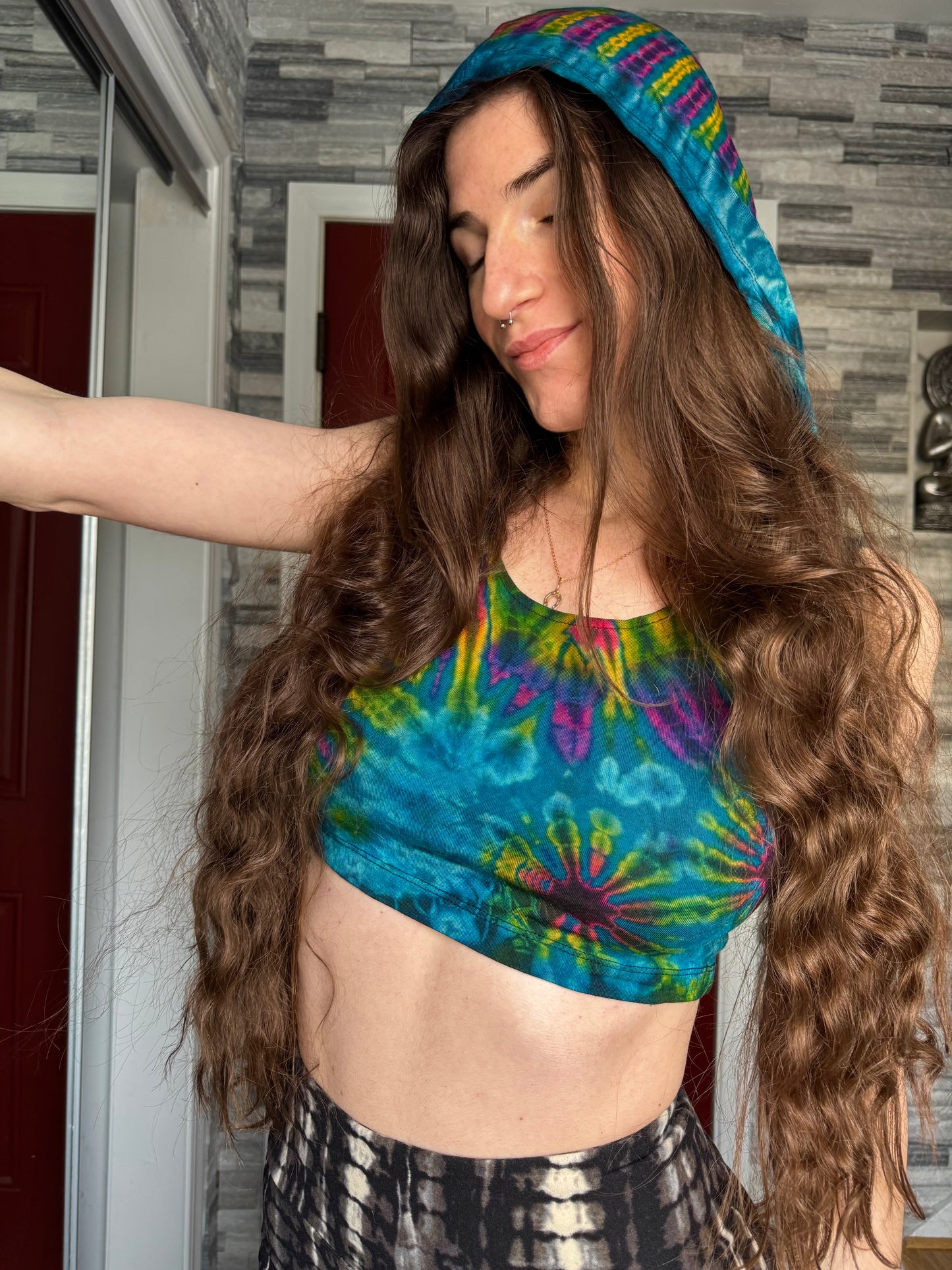 TIE DYE HOODED TANK TOP