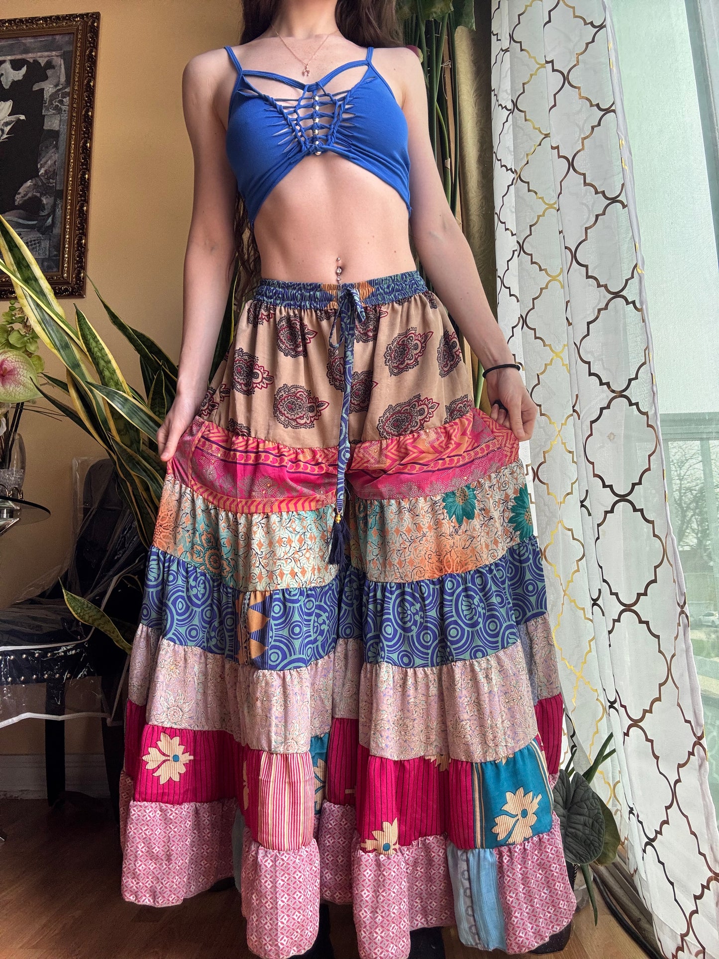 EARTHY FUNKY WIDE LEG BOHO PANTS