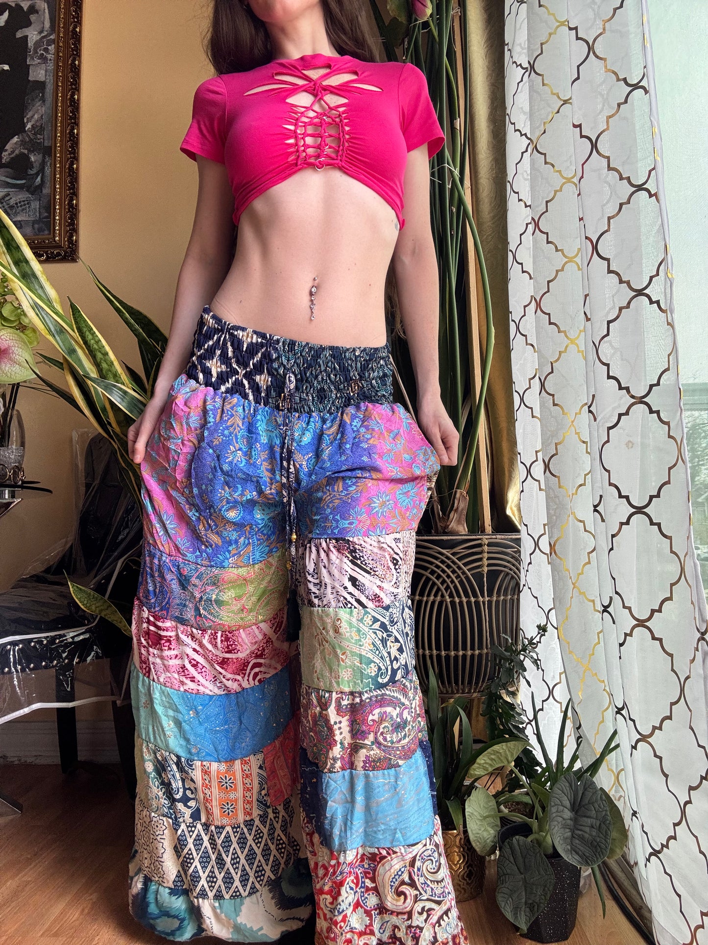 COTTON CANDY FUNKY WIDE LEG BOHO PANTS