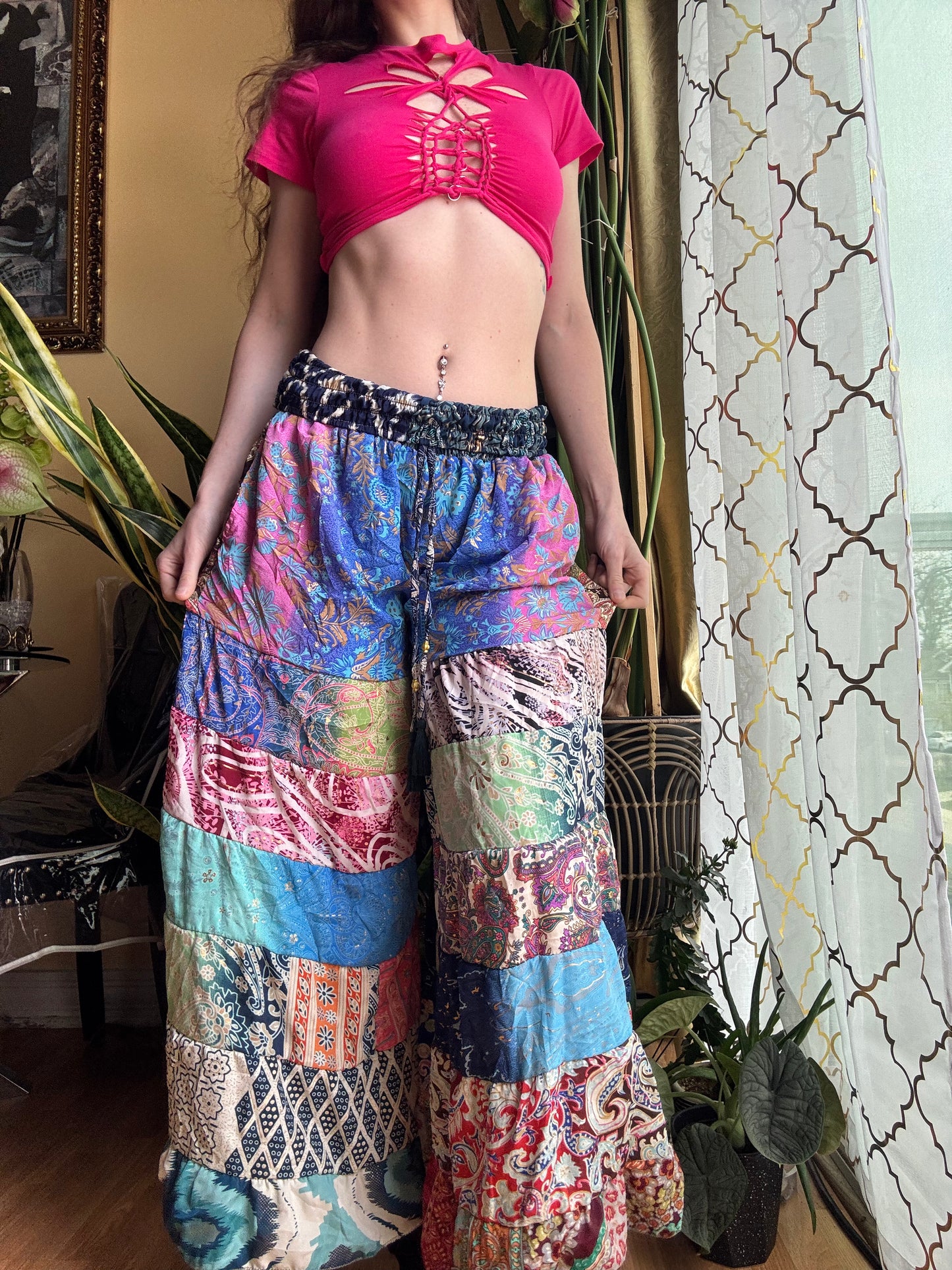 COTTON CANDY FUNKY WIDE LEG BOHO PANTS