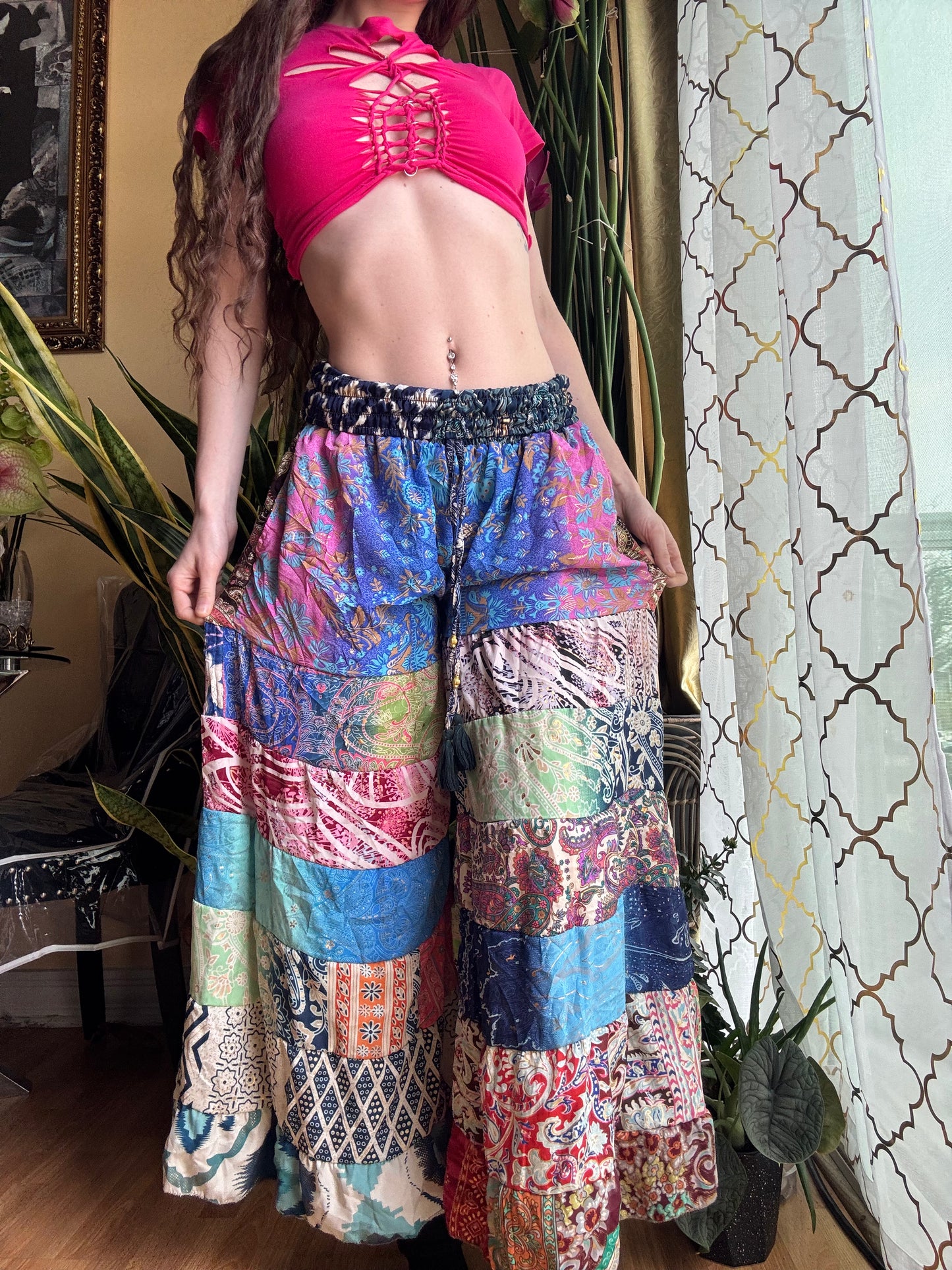 COTTON CANDY FUNKY WIDE LEG BOHO PANTS