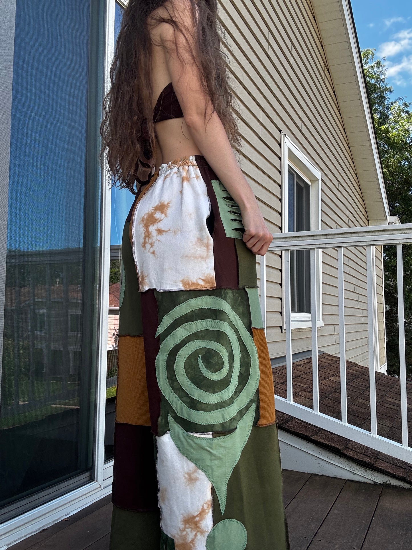 JUNGLE KITTY PATCHWORK PANTS SET - 3 piece earthy tone set