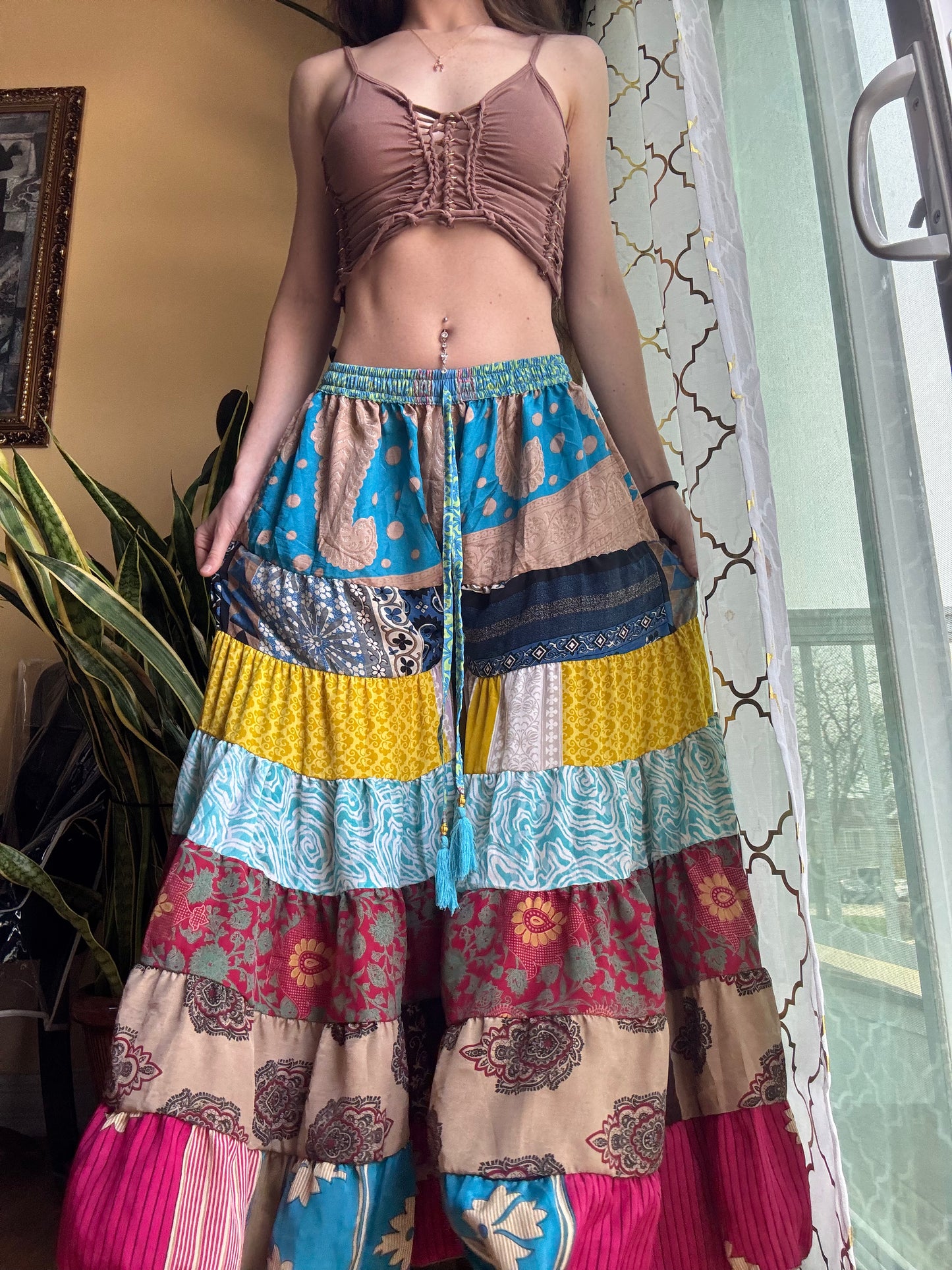 BLUE TONES FUNKY WIDE LEG BOHO PANTS