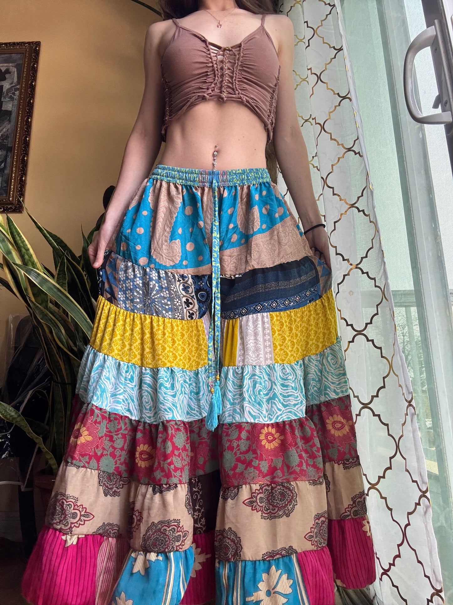 BLUE TONES FUNKY WIDE LEG BOHO PANTS