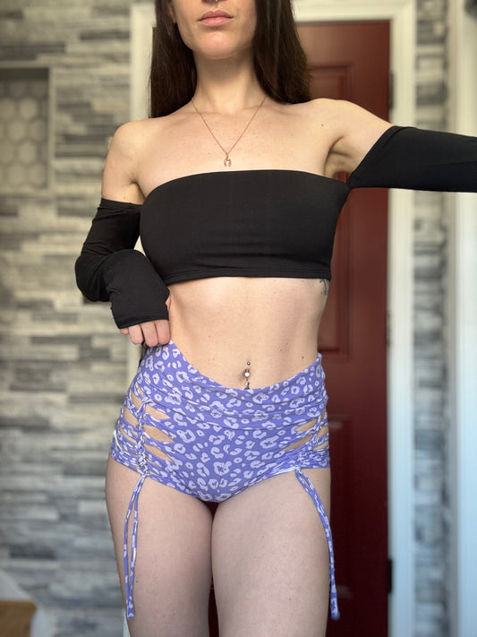 PURPLE CHEETAH PRINT BUTTERY SOFT BRAIDED SHORTS