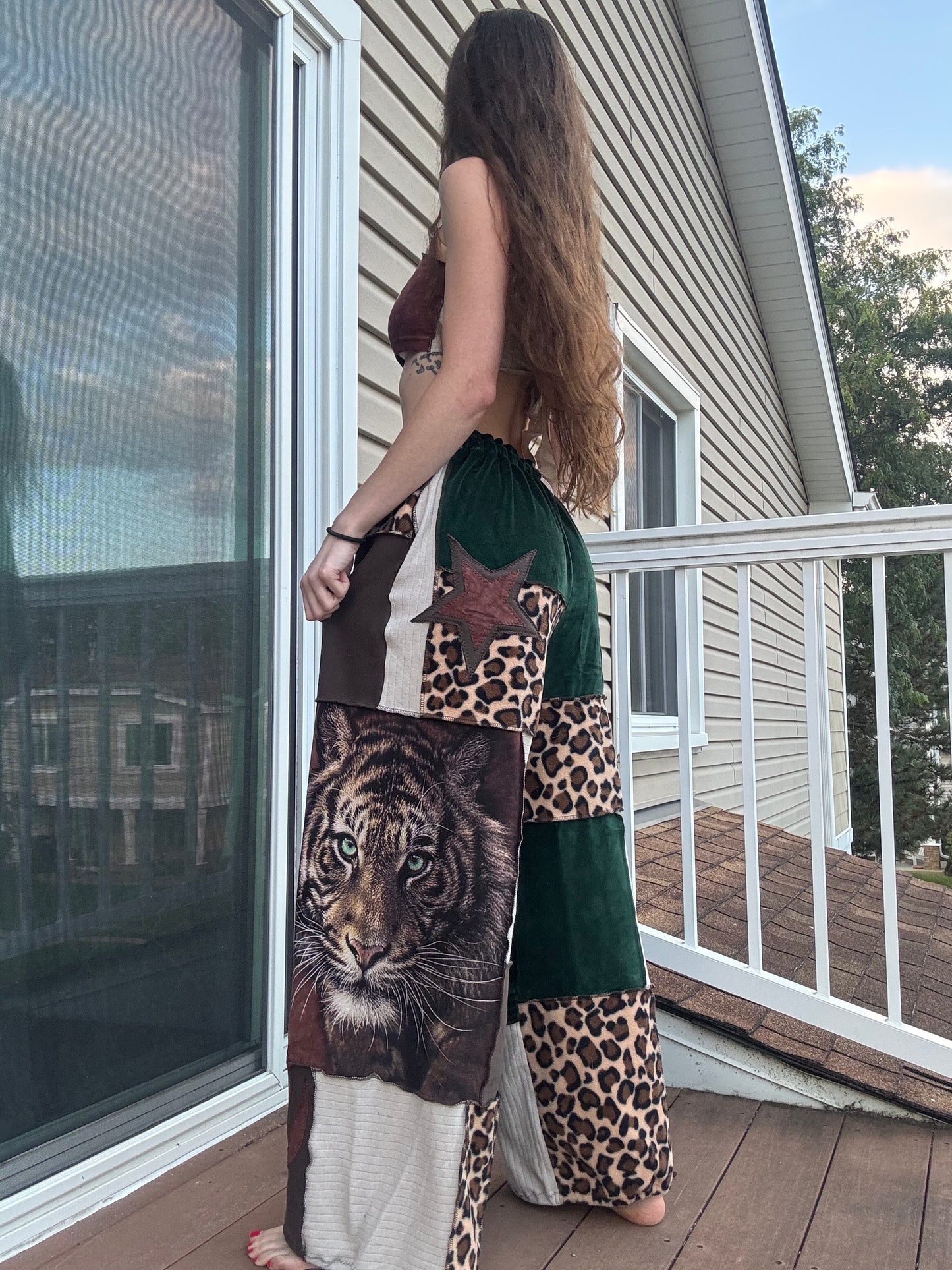 FOREST KITTY PATCHWORK PANTS SET - 3 piece earth tone set