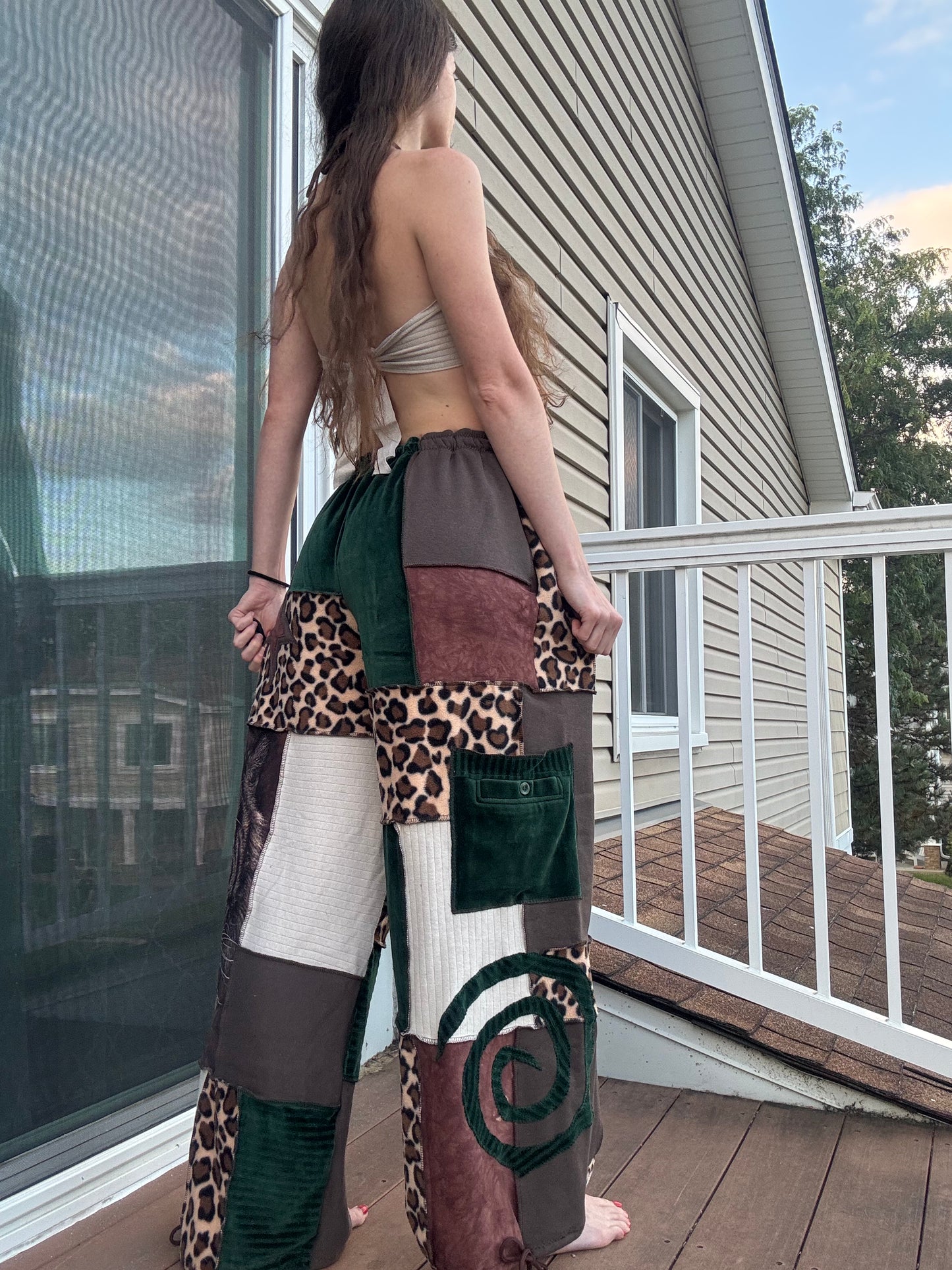 FOREST KITTY PATCHWORK PANTS SET - 3 piece earth tone set