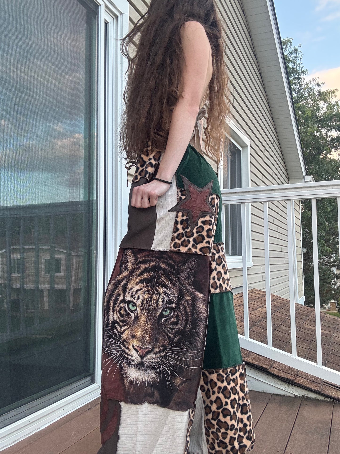 FOREST KITTY PATCHWORK PANTS SET - 3 piece earth tone set