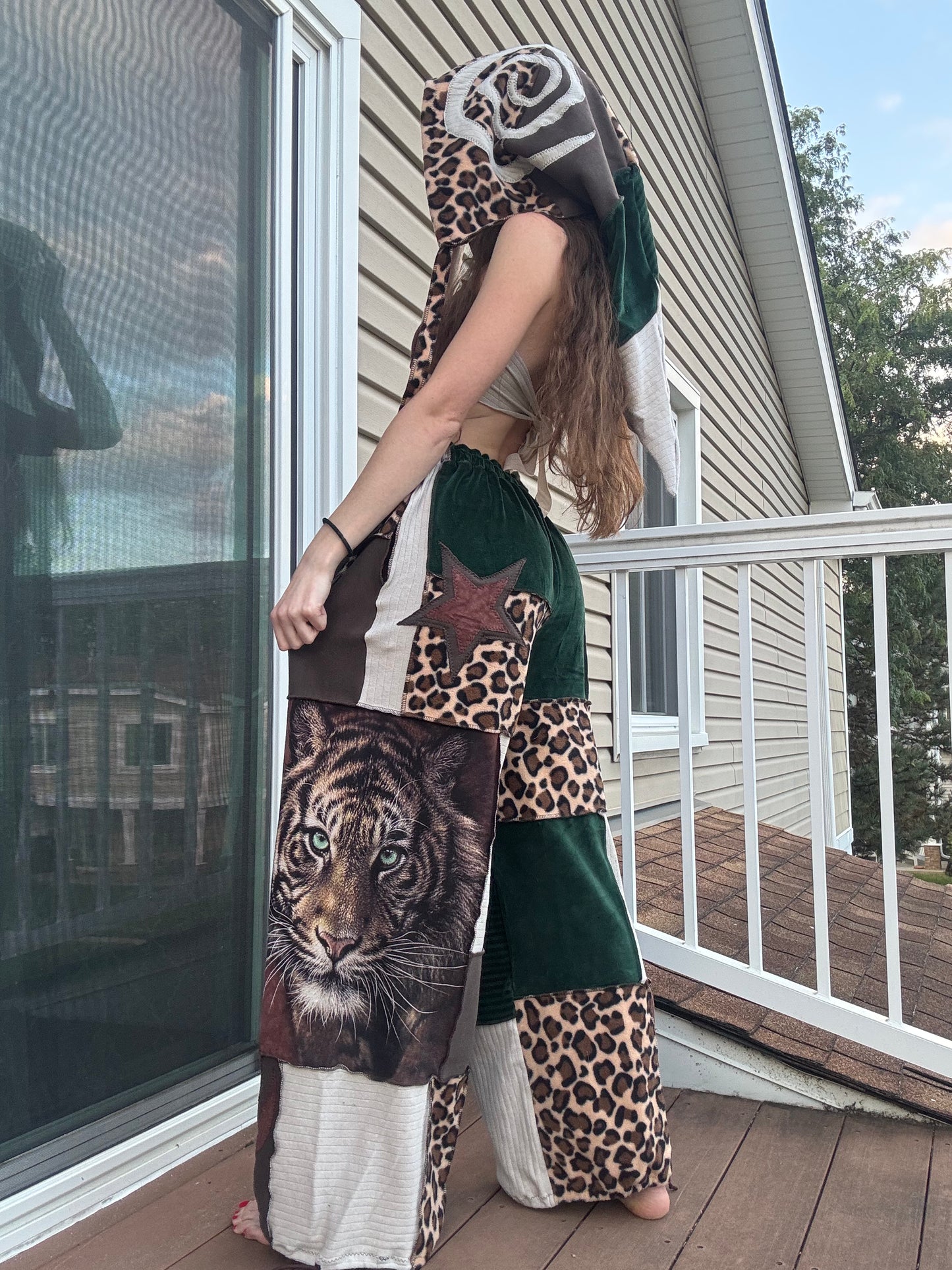FOREST KITTY PATCHWORK PANTS SET - 3 piece earth tone set