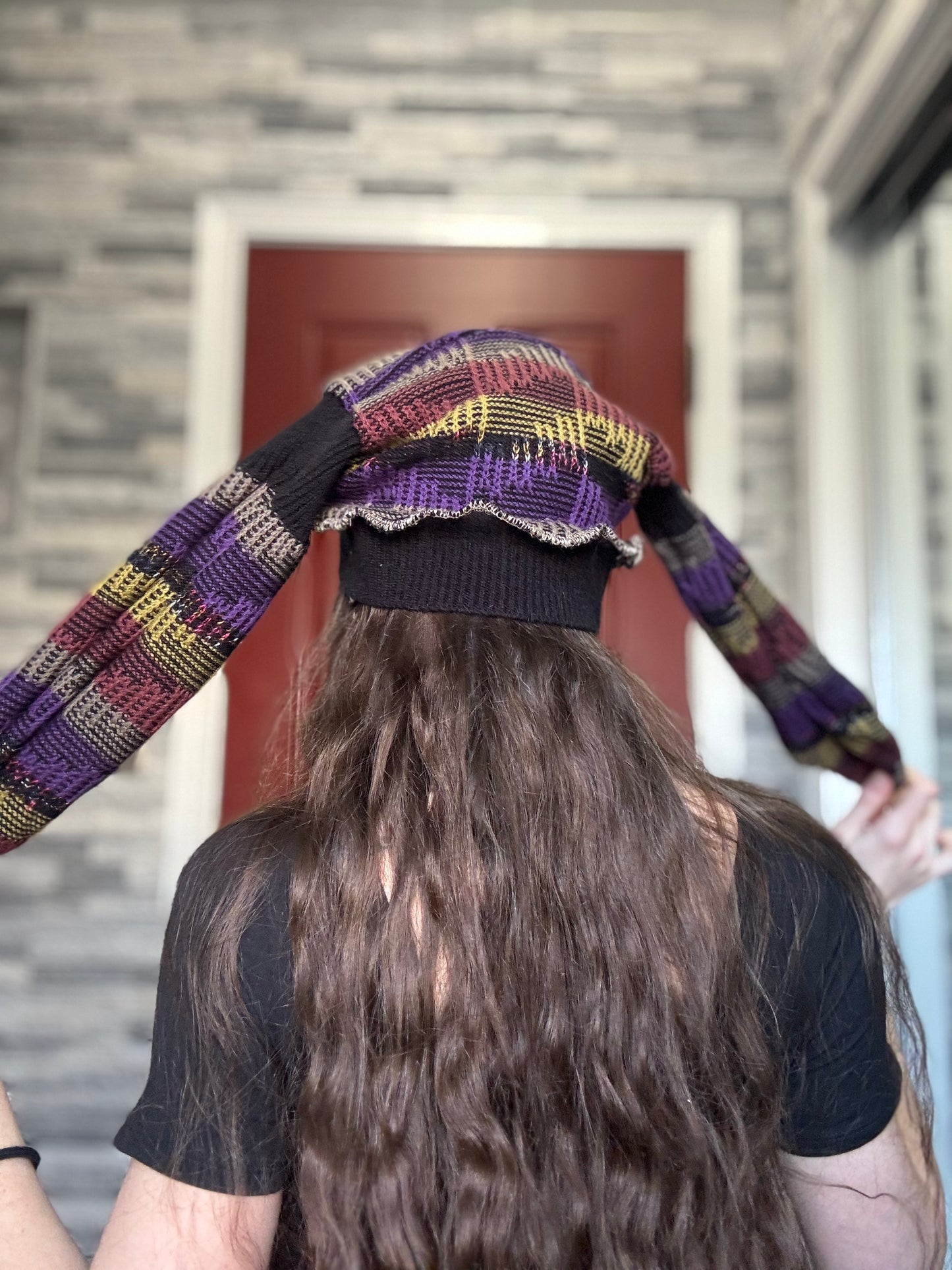 PURPLE UPCYCLED BEANIE BUNNY HAT