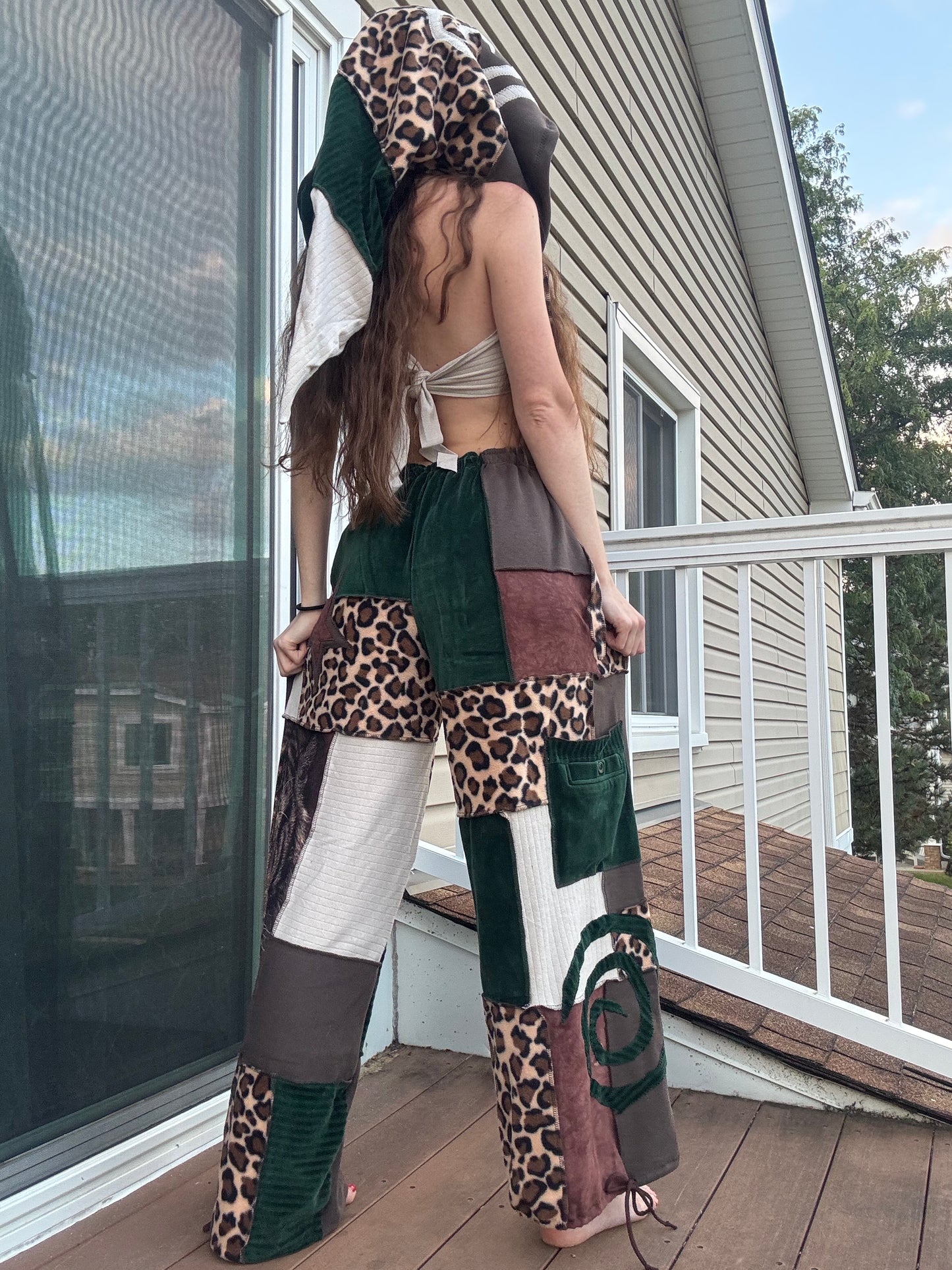 FOREST KITTY PATCHWORK PANTS SET - 3 piece earth tone set