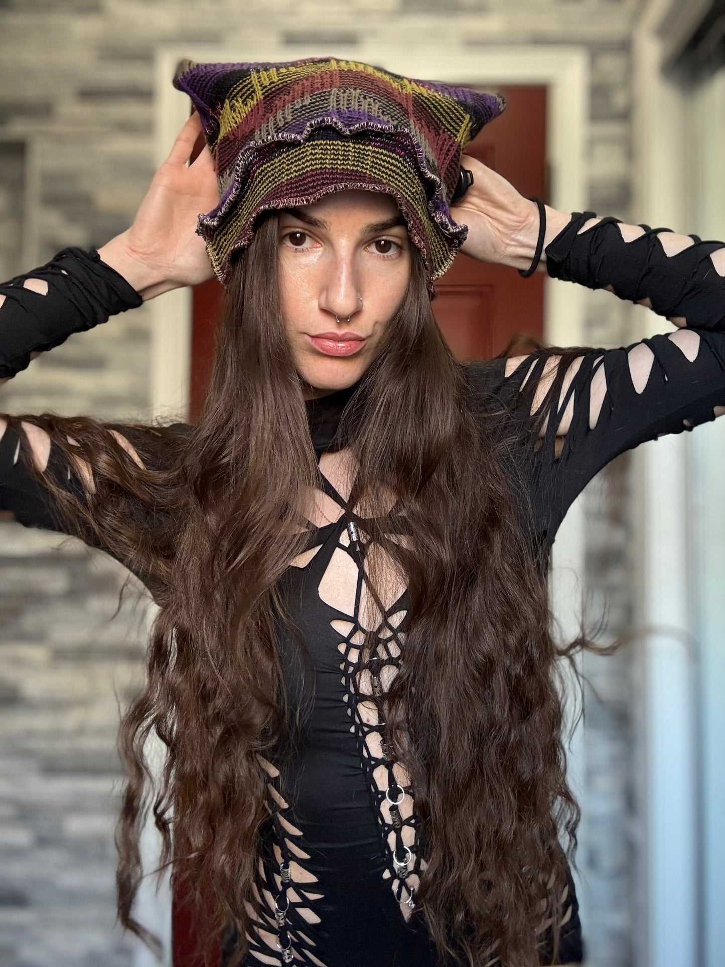 PURPLE UPCYCLED BEANIE CAT HAT