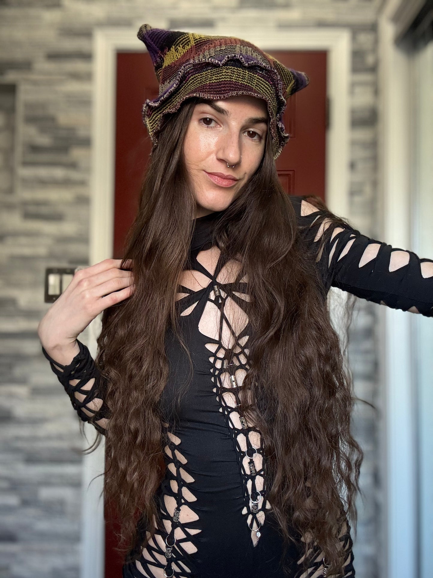 PURPLE UPCYCLED BEANIE CAT HAT