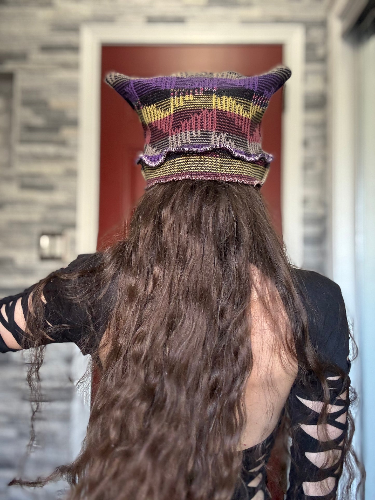 PURPLE UPCYCLED BEANIE CAT HAT