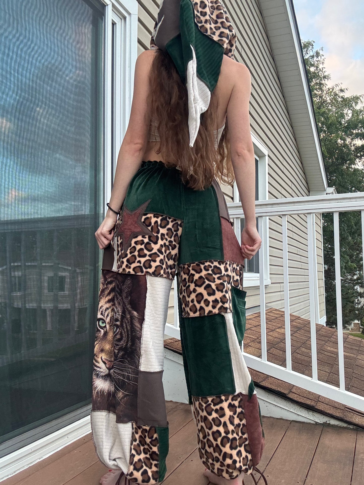 FOREST KITTY PATCHWORK PANTS SET - 3 piece earth tone set