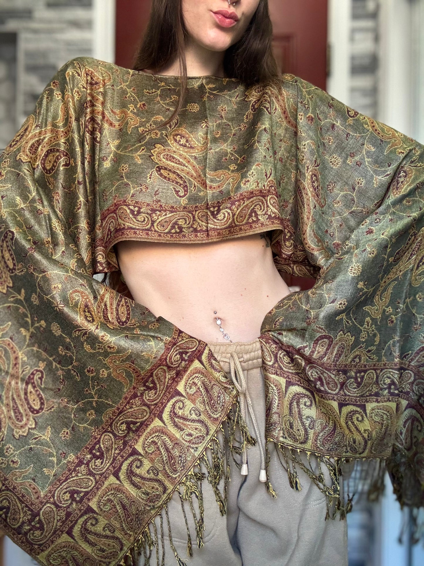 REWORKED PASHMINA TOP / SHAWL TOP