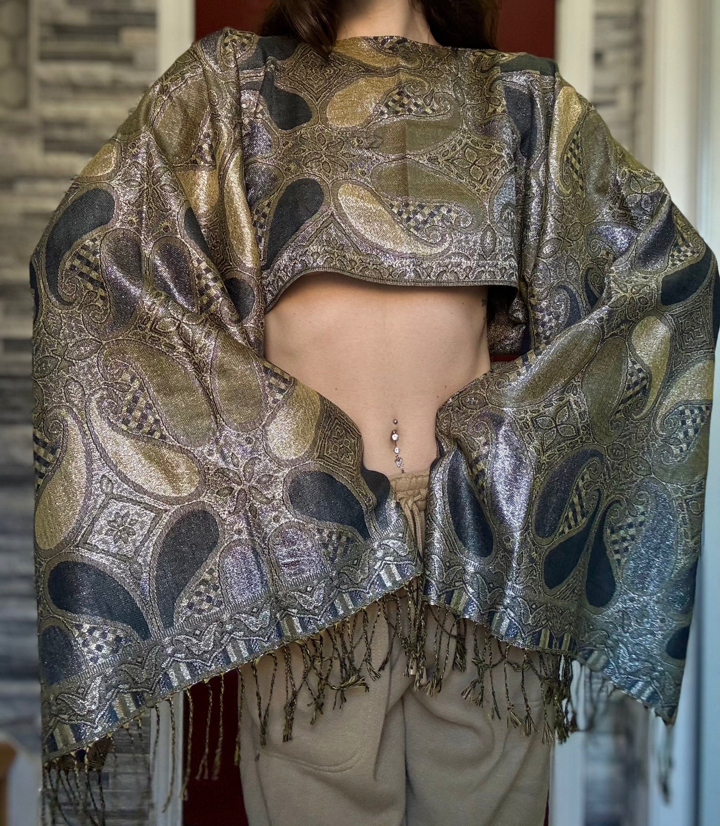 REWORKED PASHMINA TOP / SHAWL TOP