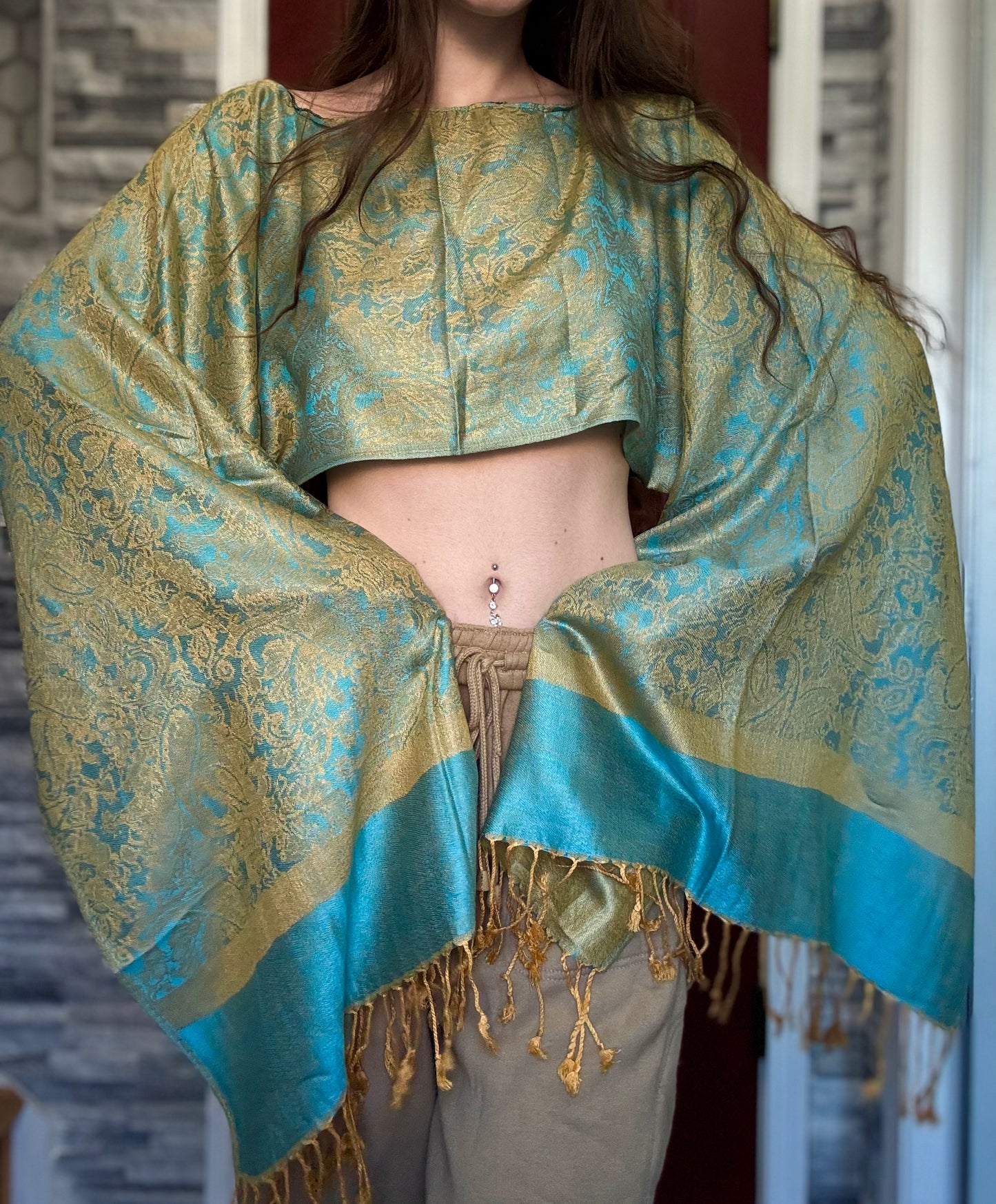 REWORKED PASHMINA TOP / SHAWL TOP