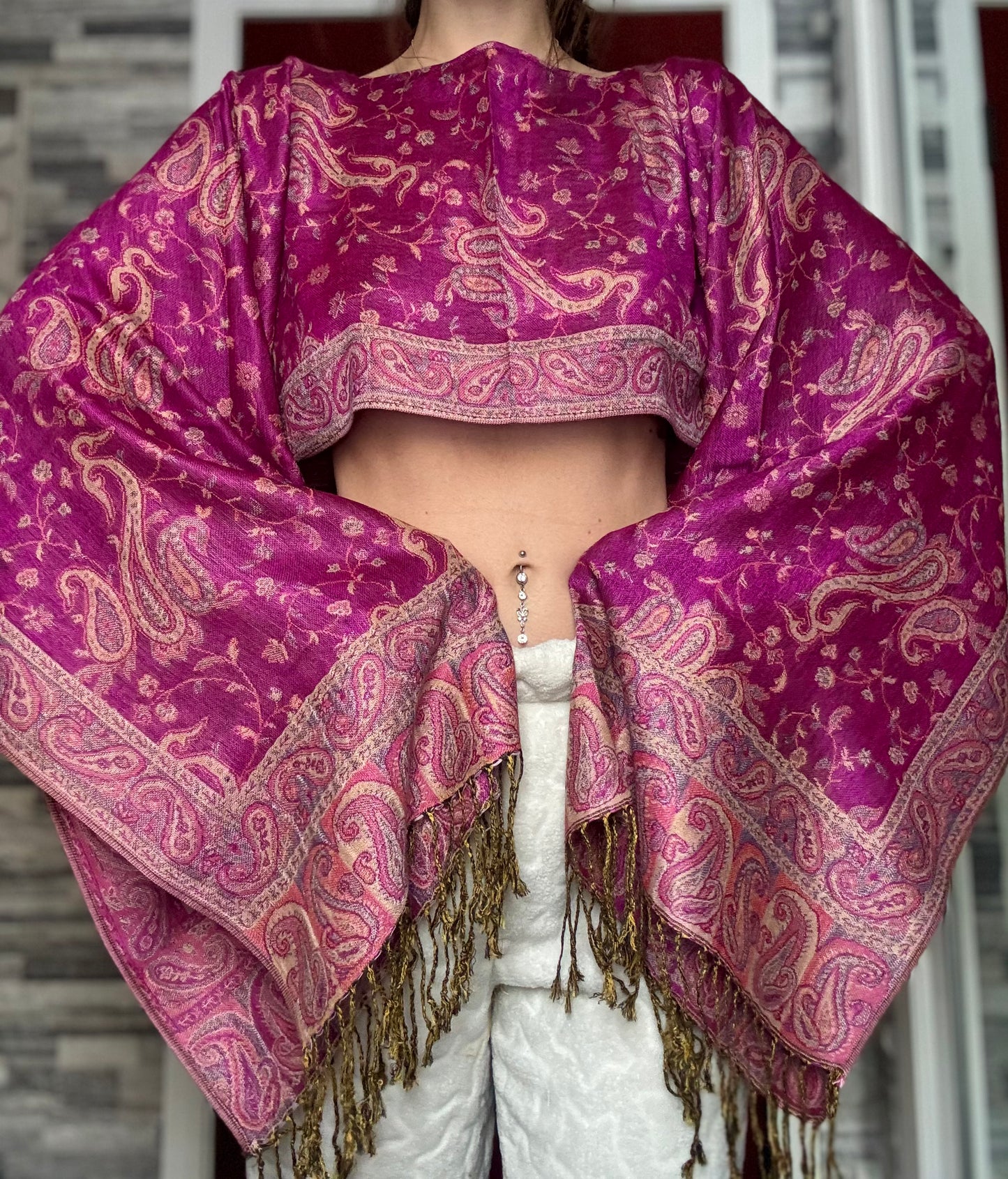 REWORKED PASHMINA TOP / SHAWL TOP