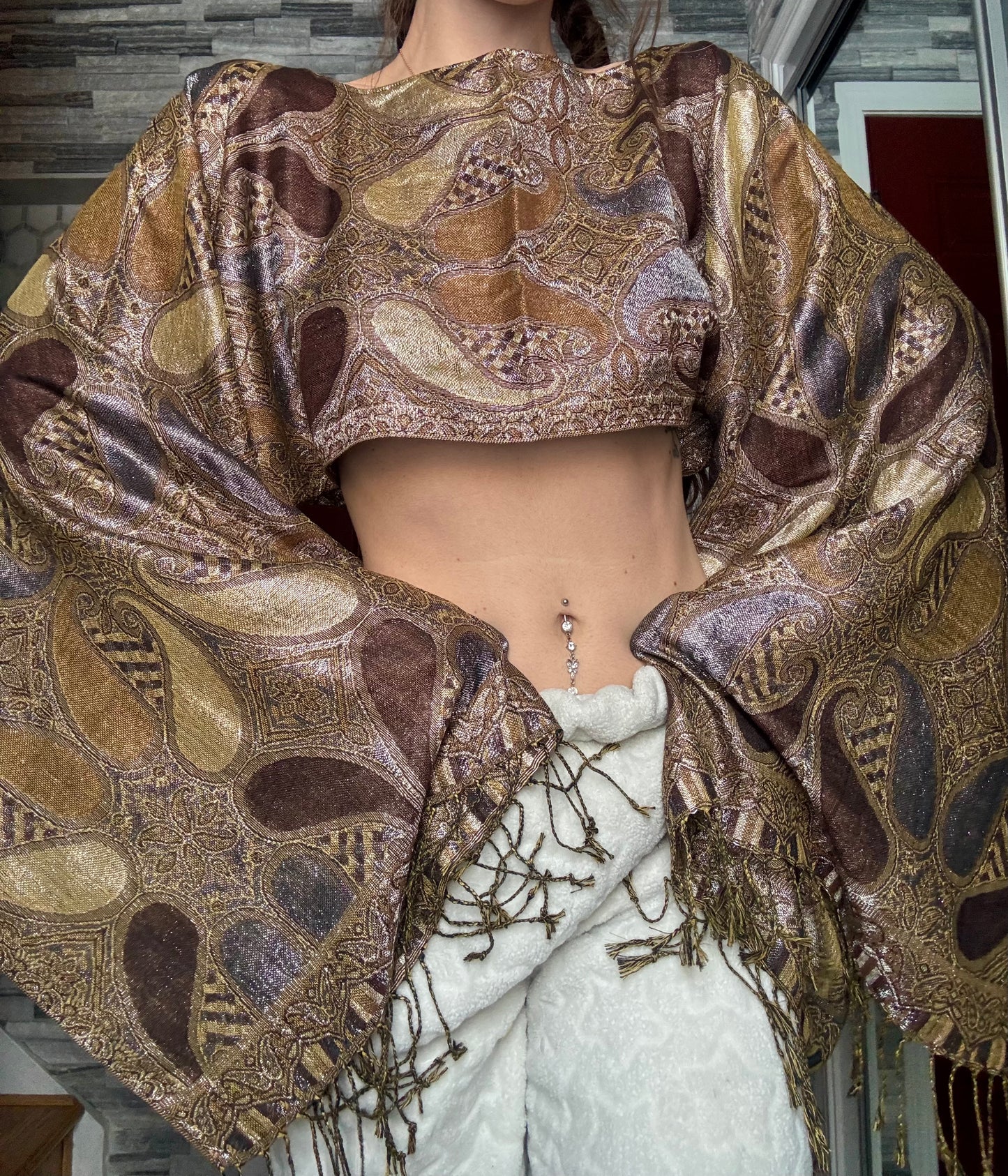 REWORKED PASHMINA TOP / SHAWL TOP