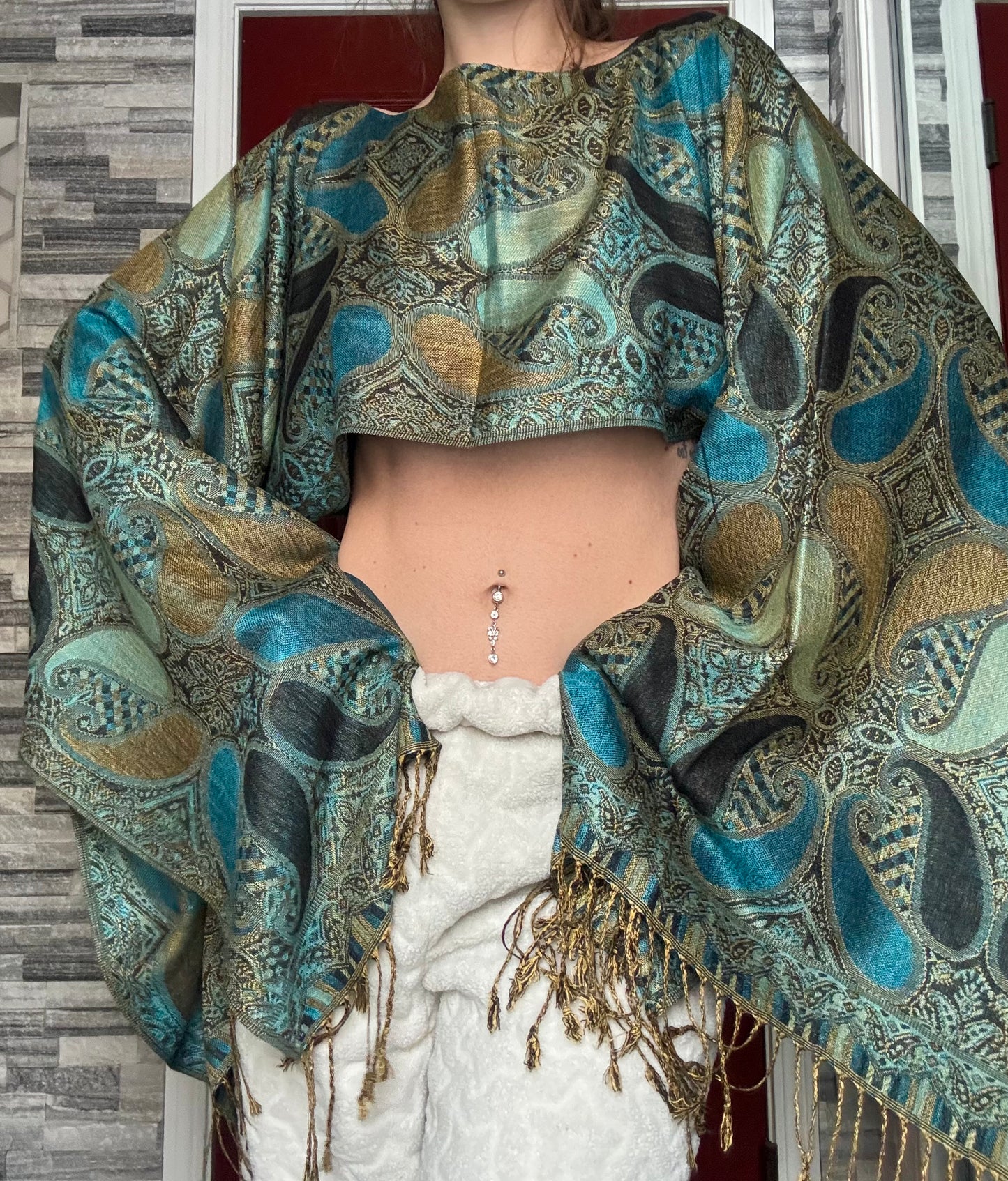 REWORKED PASHMINA TOP / SHAWL TOP