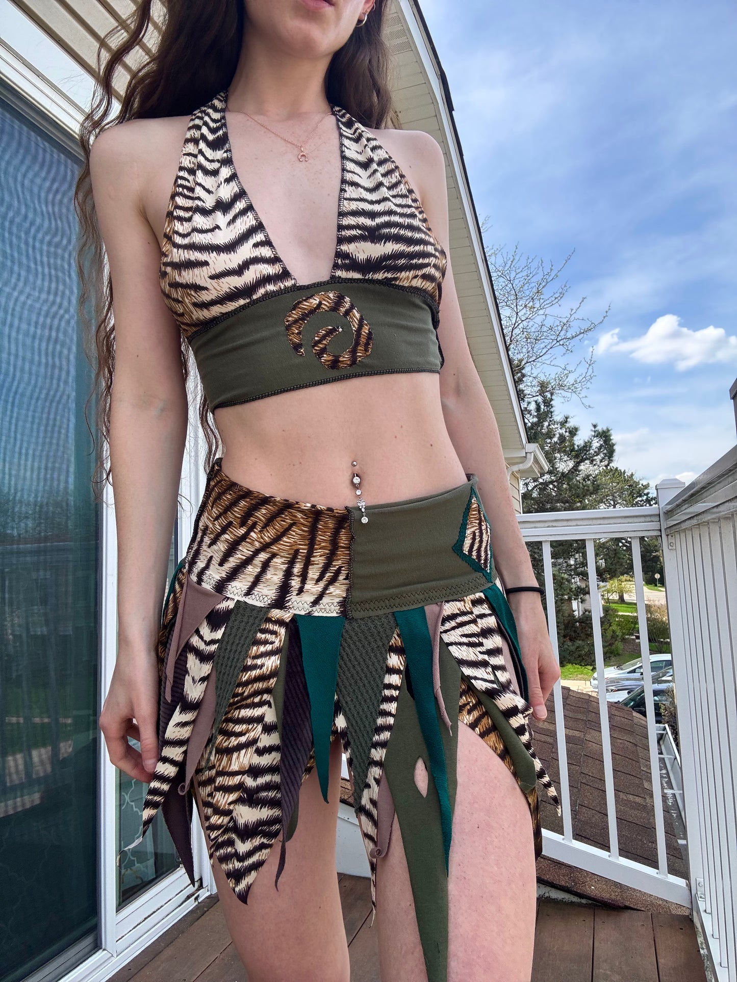 TIGER 2 PIECE UPCYCLED FAIRY SKIRT SET