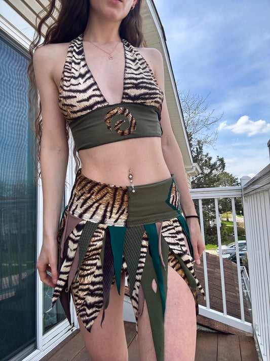TIGER 2 PIECE UPCYCLED FAIRY SKIRT SET
