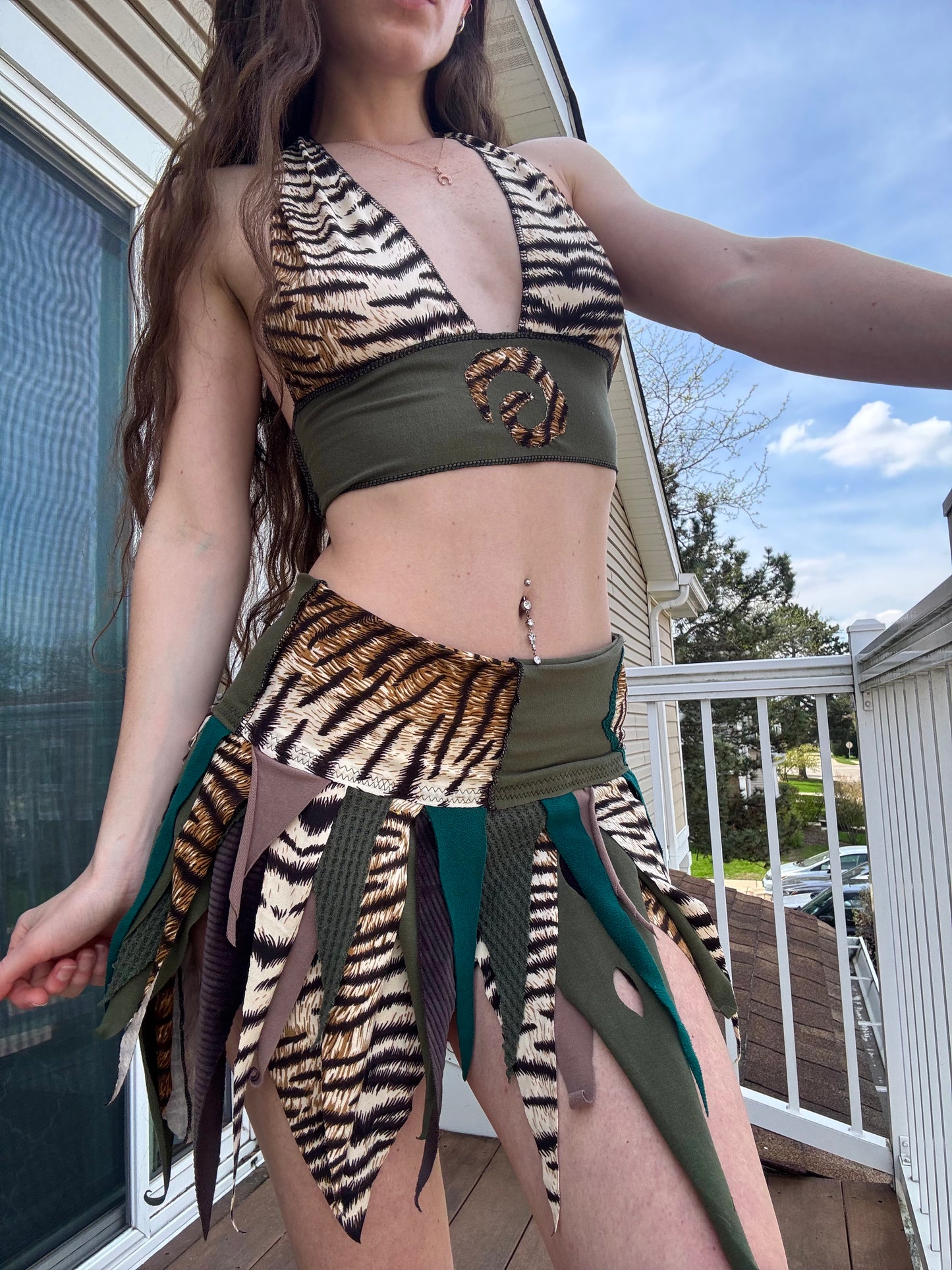 TIGER 2 PIECE UPCYCLED FAIRY SKIRT SET