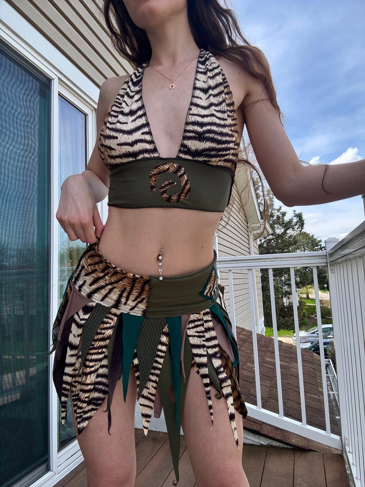TIGER 2 PIECE UPCYCLED FAIRY SKIRT SET
