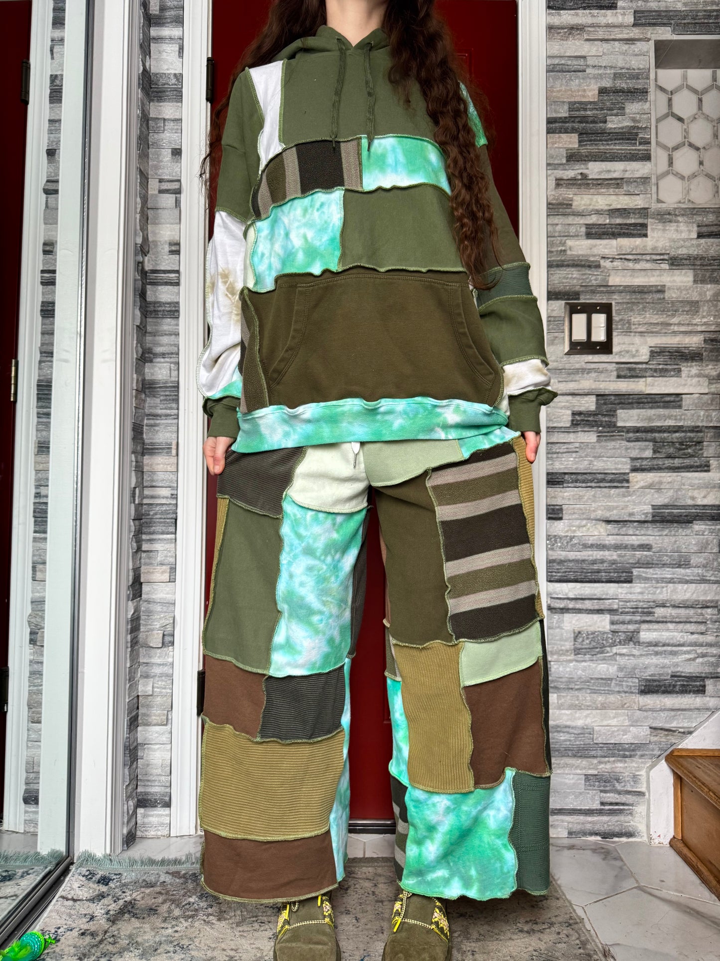 EARTHY UPCYCLED PATCHWORK HOODIE