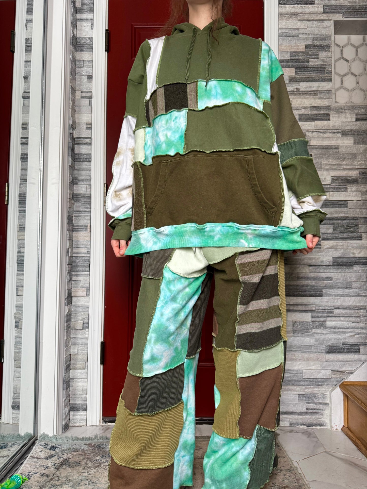 EARTHY UPCYCLED PATCHWORK HOODIE