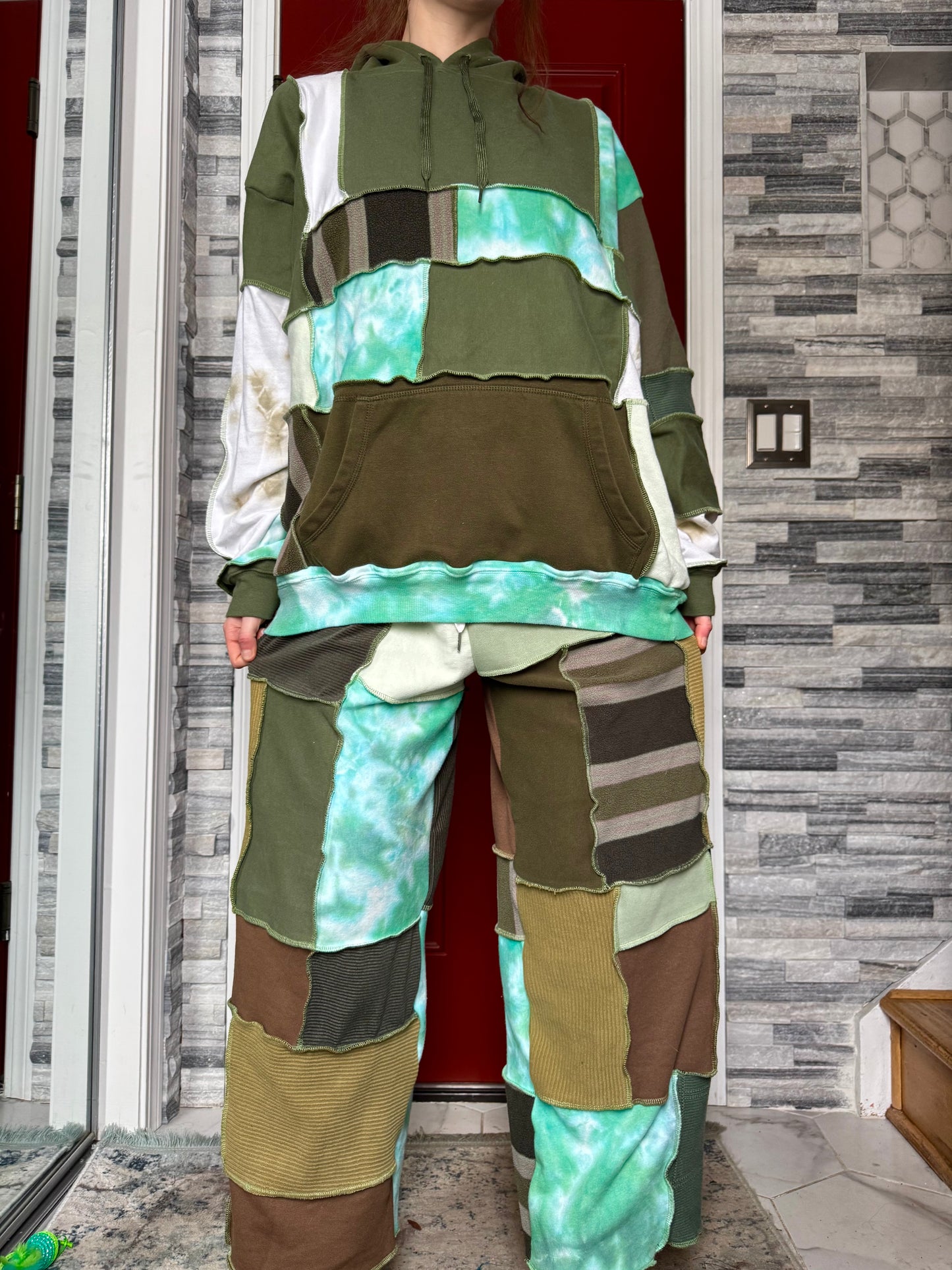 EARTHY UPCYCLED PATCHWORK HOODIE